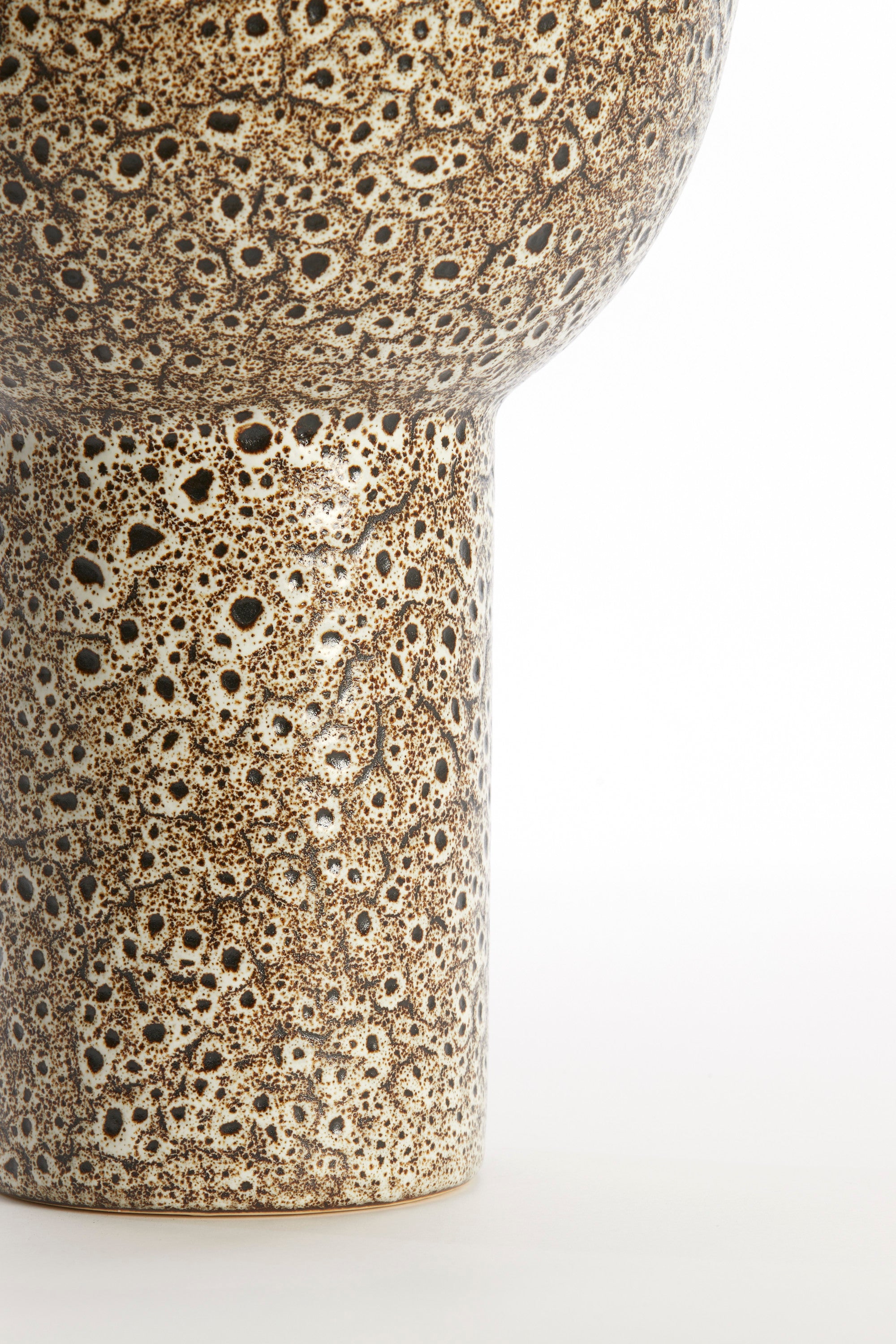 Kavala Cream Ceramic & Black Decorative Bowl on Stand 25.5cm