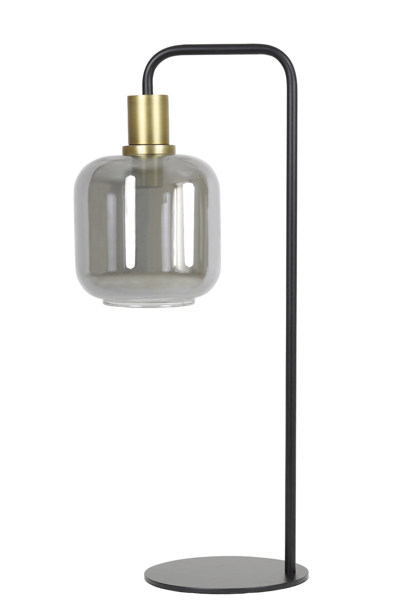 Lekar Antique Bronze & Smoked Glass Table Lamp