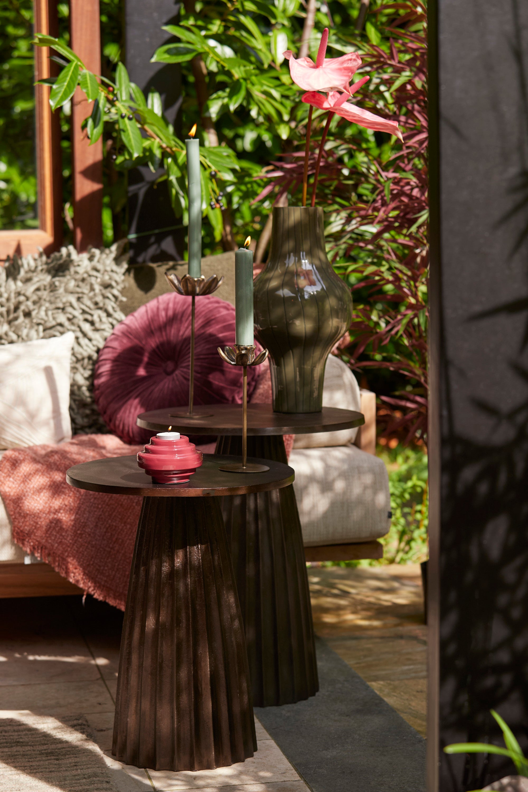Veglia Matt Dark Brown Metal Round Side Table 51cm