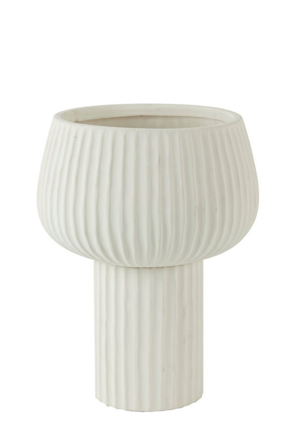 Feya Cream Ribbed Ceramic Vase