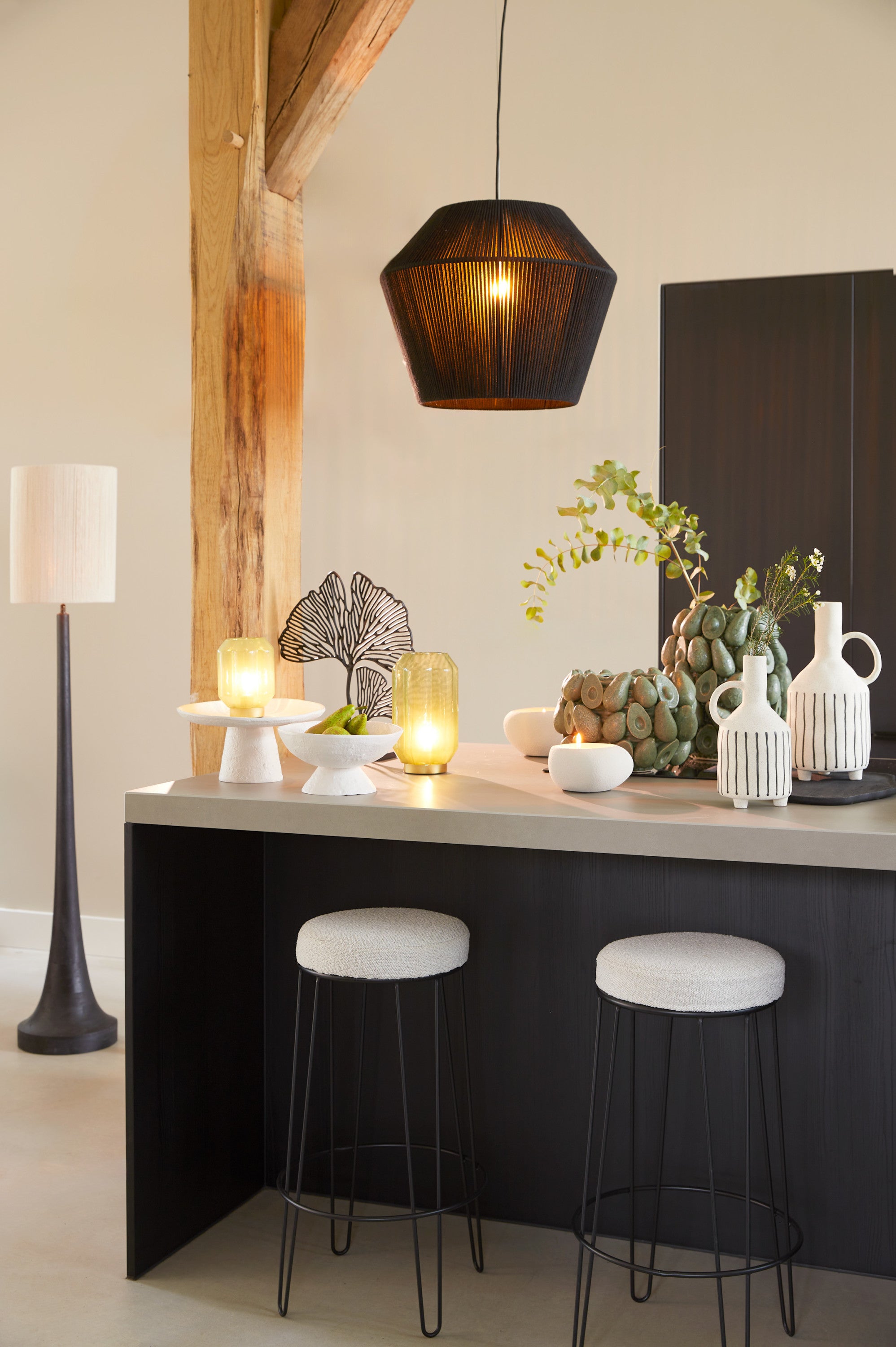 Jovany Matt Black Wood Floor Lamp Base