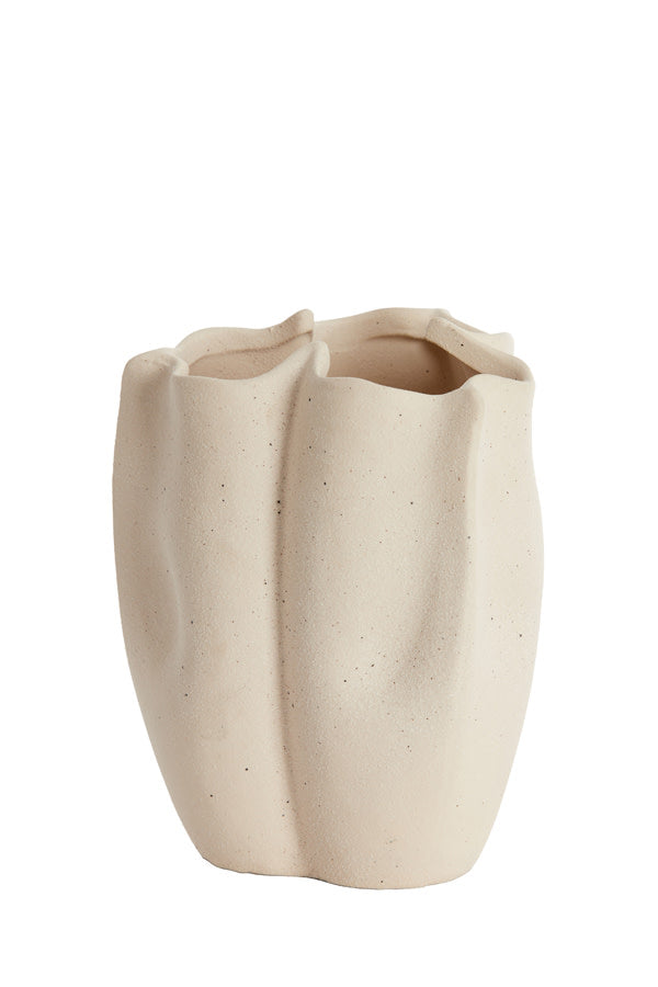 Sanguli Cream Fluted Ceramic Vase 19cm
