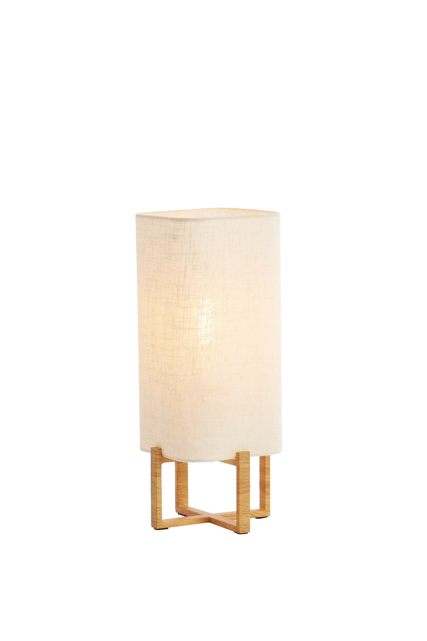 Wyn Natural Wood Effect & Cream Linen Table Lamp 39cm