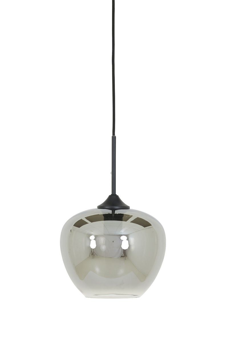 Mayson Smoked Glass & Matt Black Pendant Light 23cm