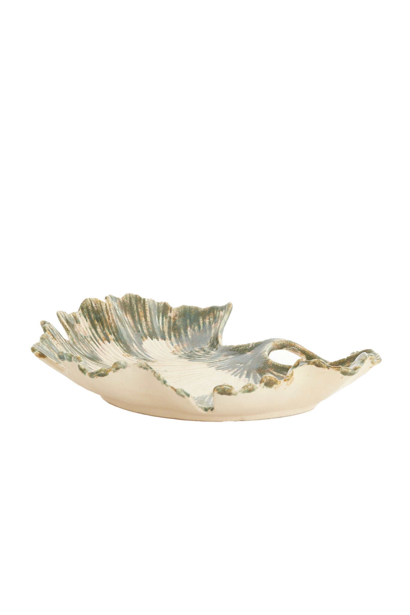 Rediu Cream & Olive Green Ceramic Decorative Bowl