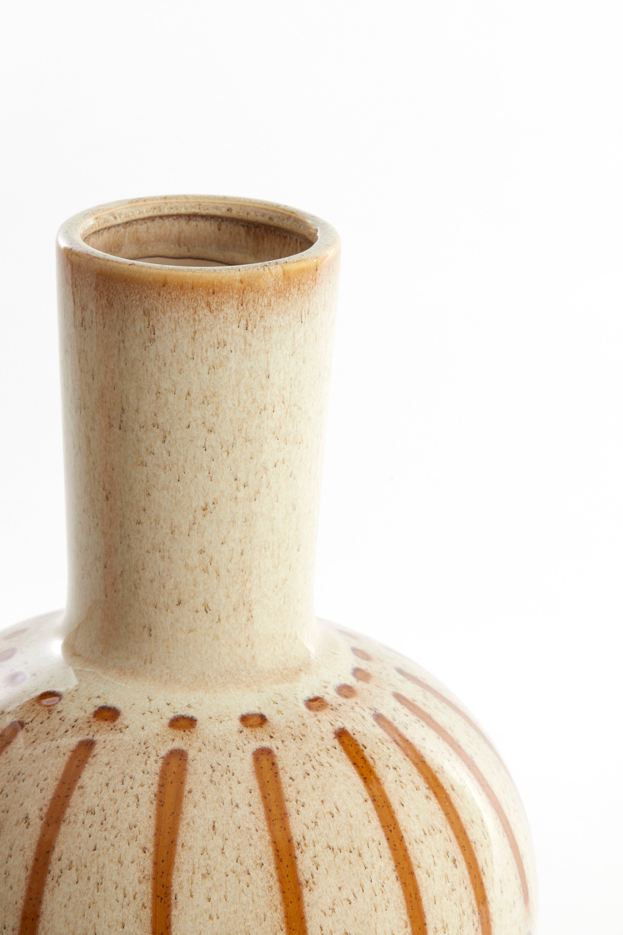 Ulloa Gloss Cream & Brown Ceramic Vase 42cm