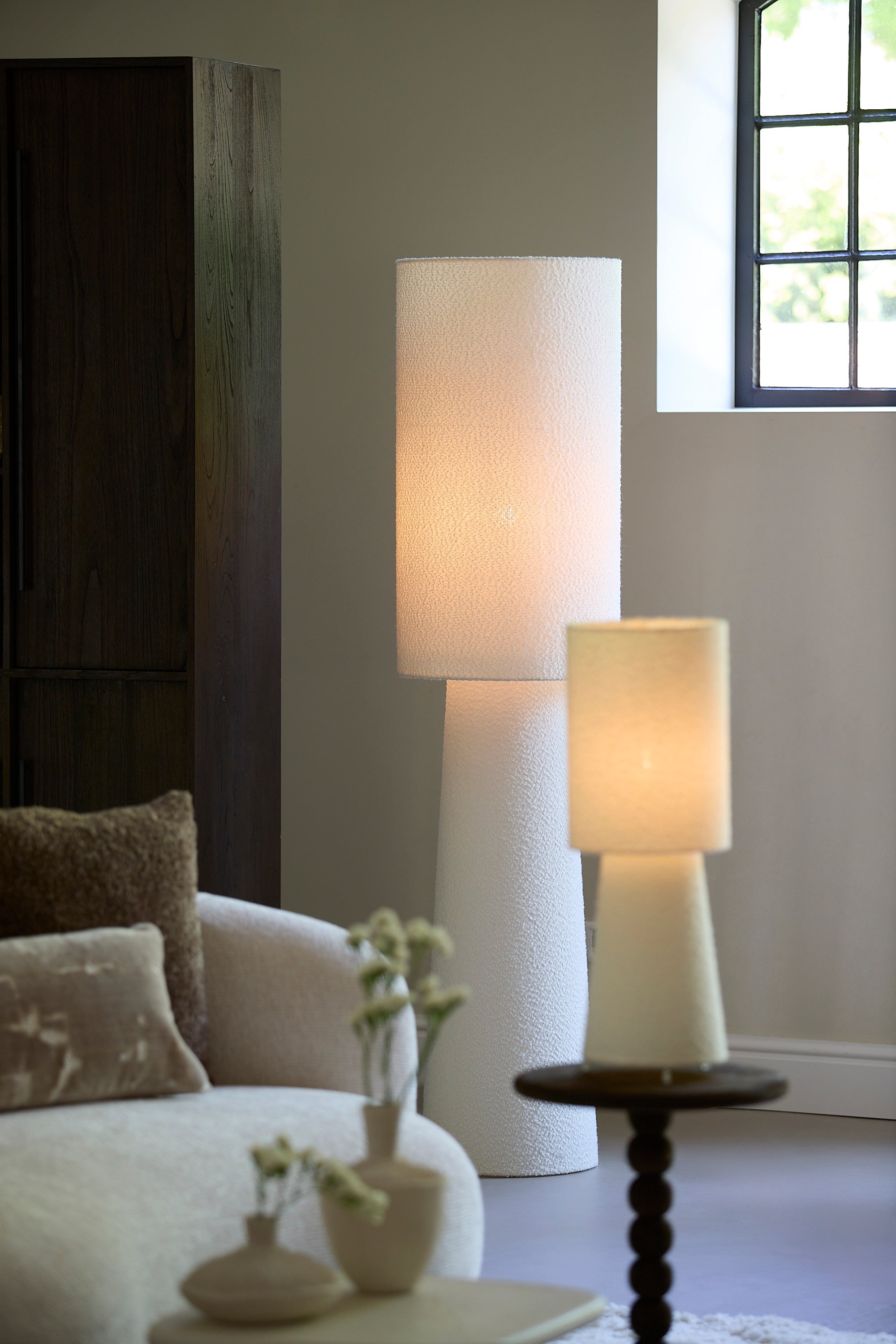 Mikkel Cream Bouclé Floor Lamp