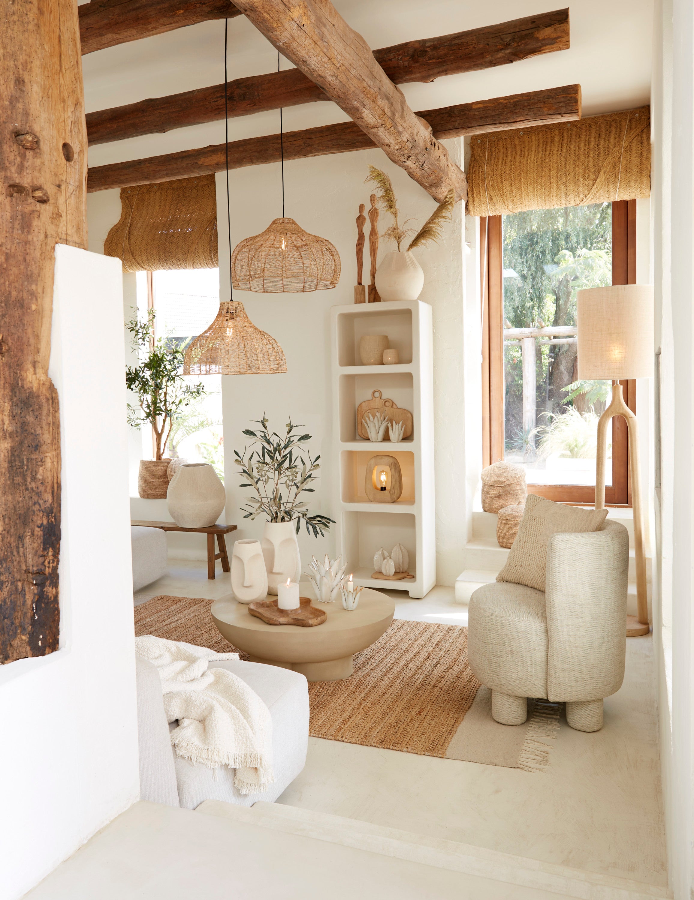 Kelafo Matt Natural Wood Table Lamp 30cm