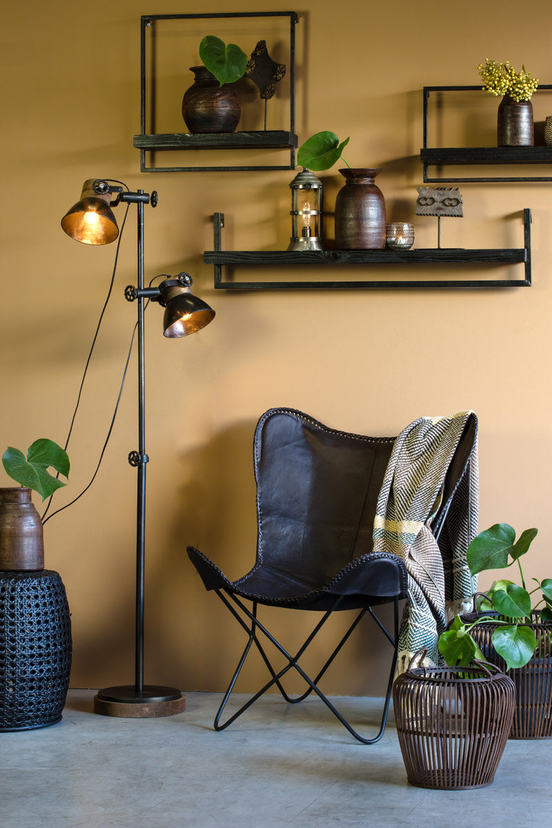 Maddison Matt Black Wood Wall Shelf 100cm