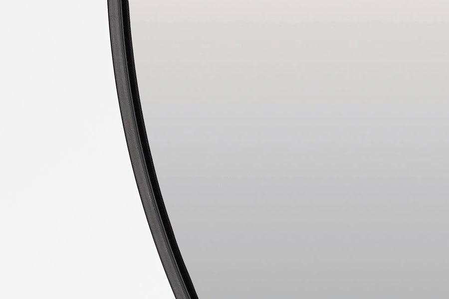 Espejo Clear Glass & Black Round Mirror 70cm