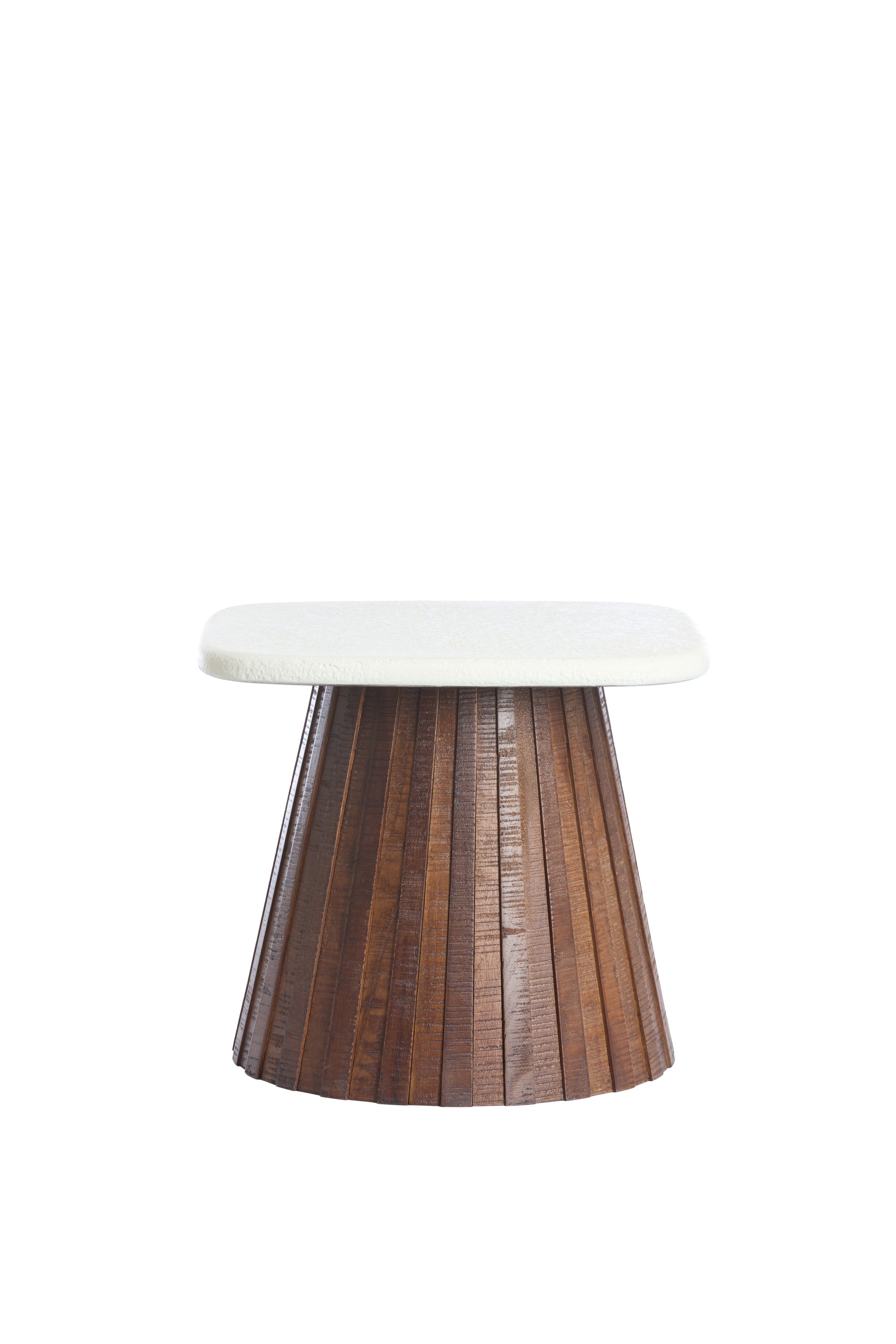 Okato Cream & Brown Wood Side Table 40cm