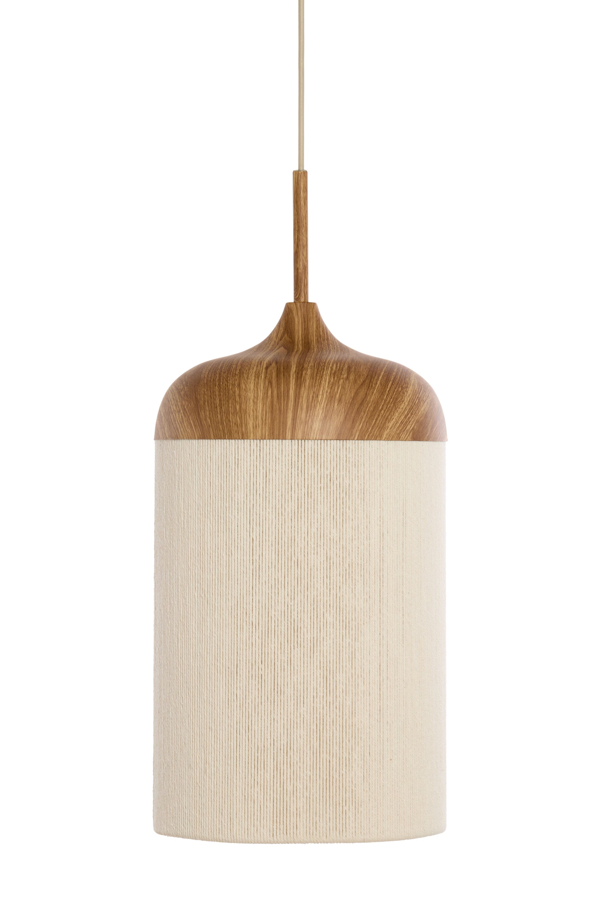 Dania Natural Wood Effect & Cream Rope Pendant Light 22cm