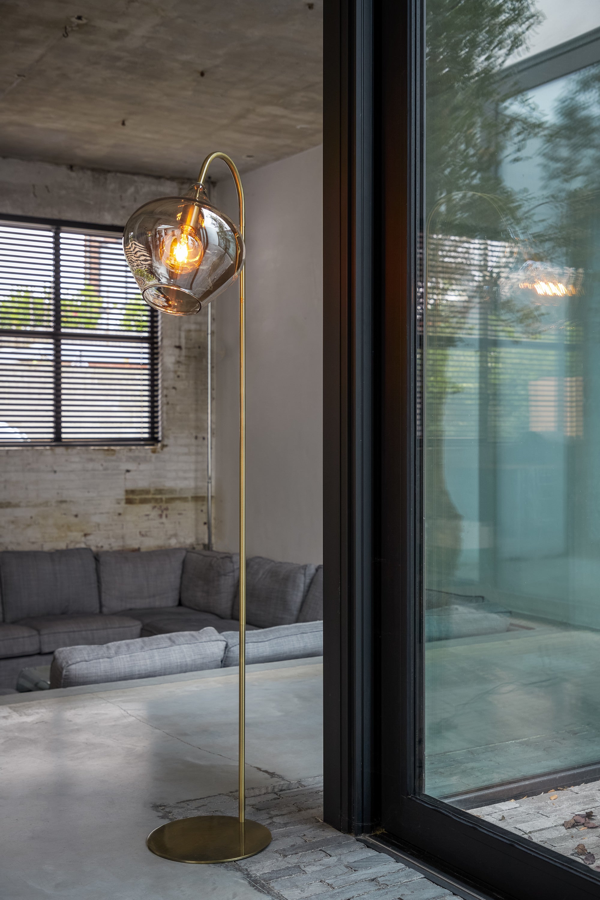 Rakel Antique Bronze & Smoked Glass Floor Lamp