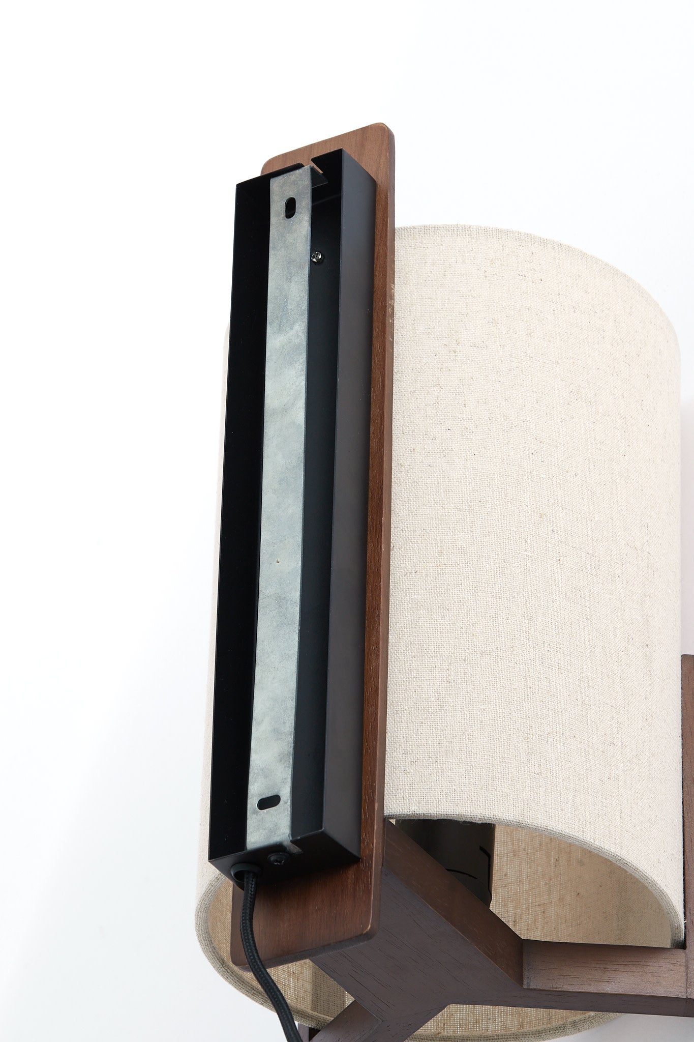 Litto Dark Brown & Natural Linen Wall Light