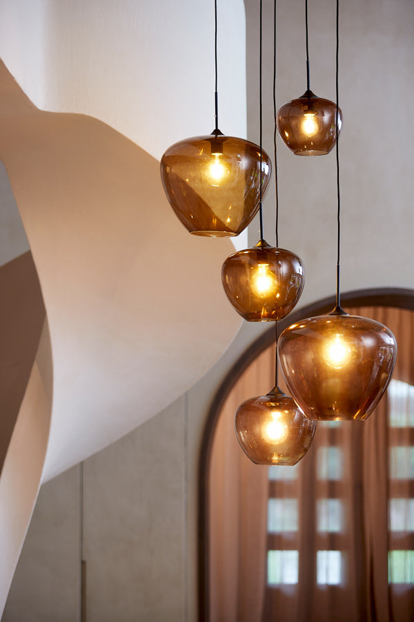 Mayson Brown Glass & Black Pendant Light 40cm