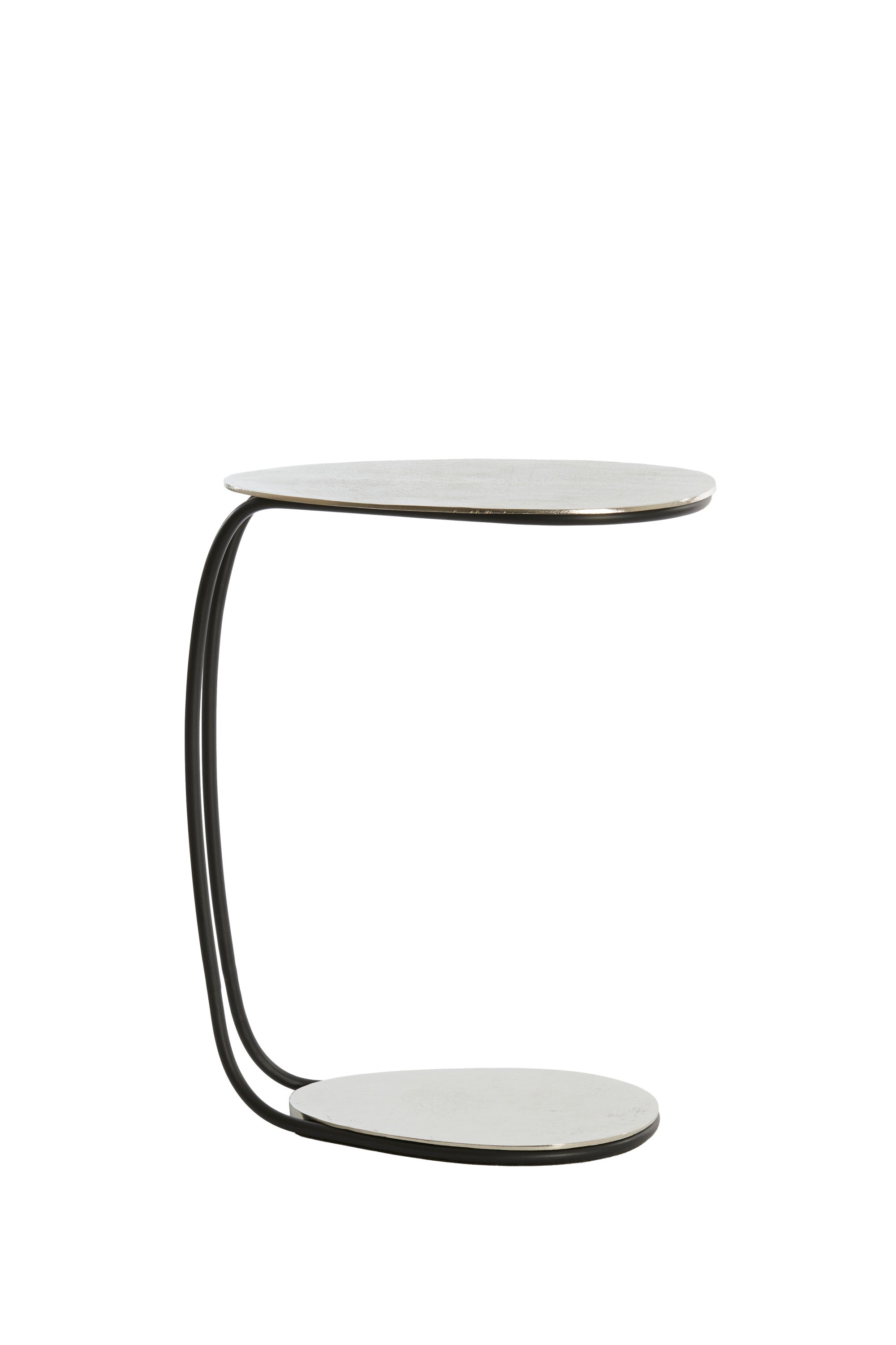 Marsh Raw Nickel & Black Metal Oval Side Table