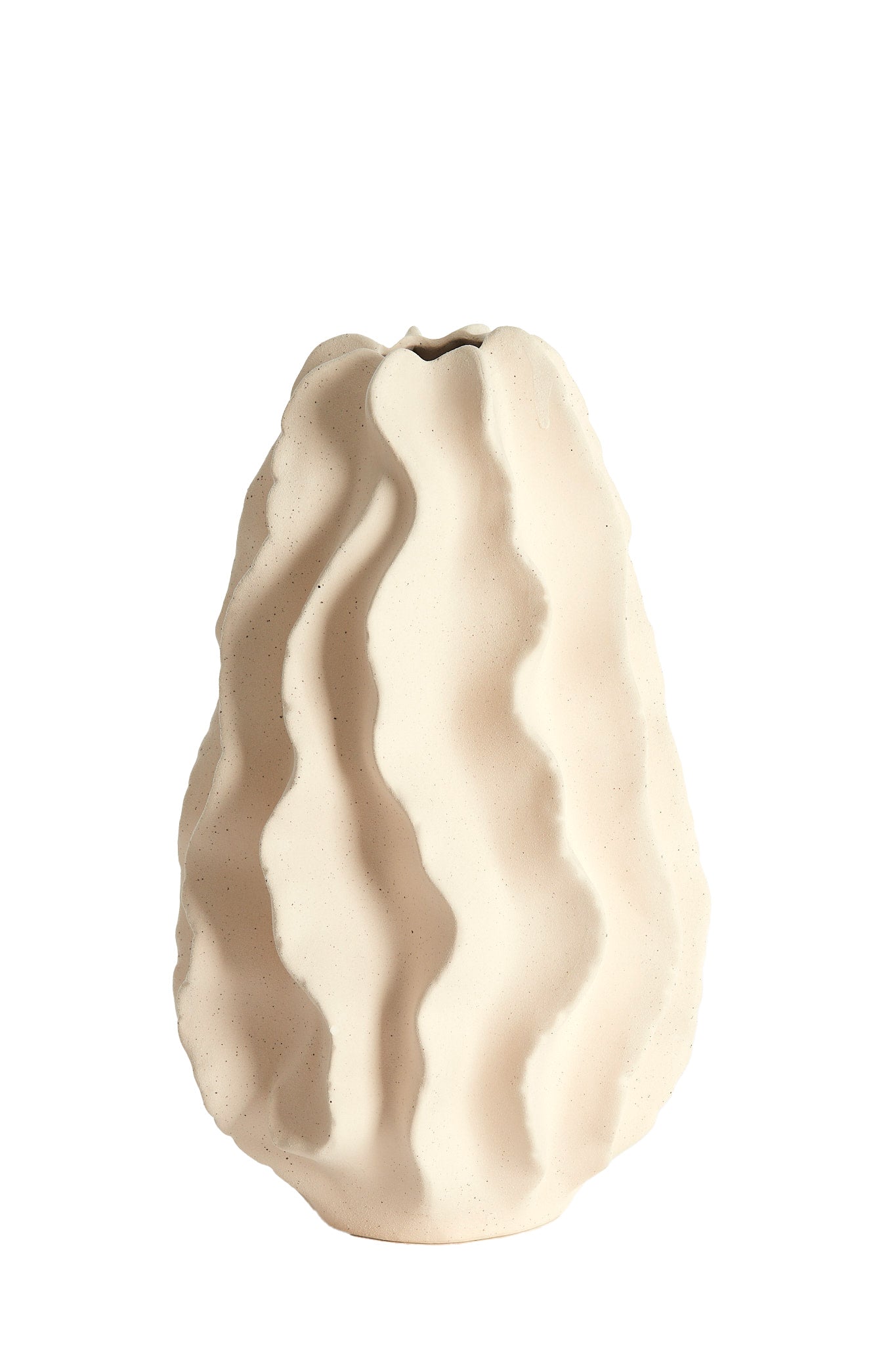 Nelani Matt Cream Wavy Ceramic Vase