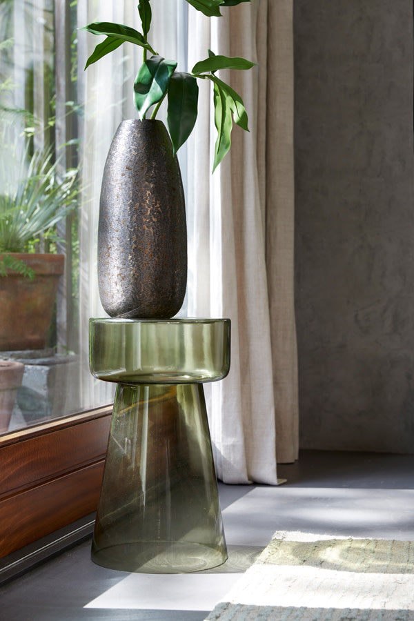 Dakwa Grey Green Glass Round Side Table 50cm
