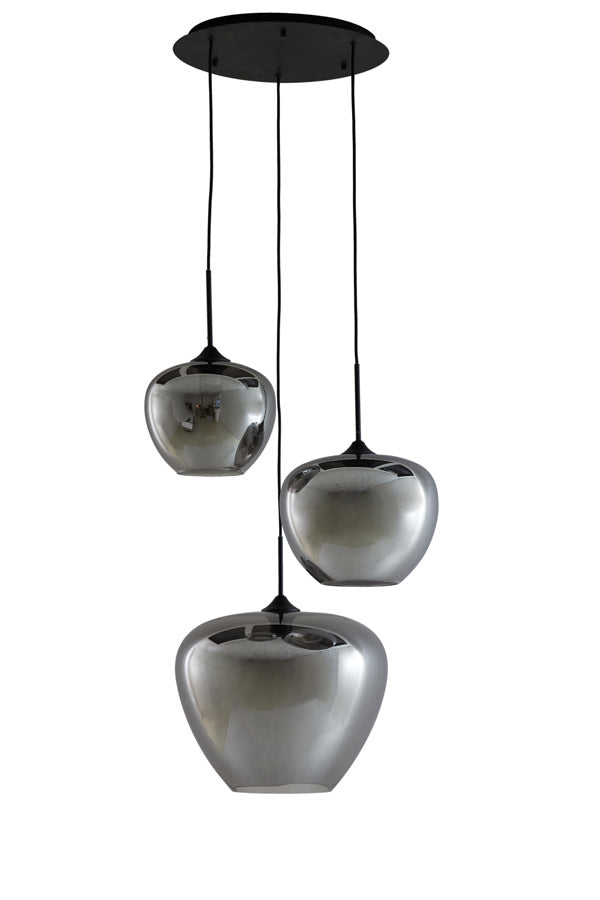 Mayson Smoked Glass & Matt Black 3 Light Pendant Light
