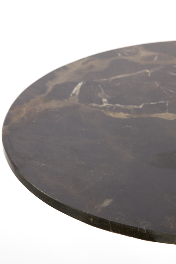 Pazo Dark Brown Marble Round Side Table 41cm