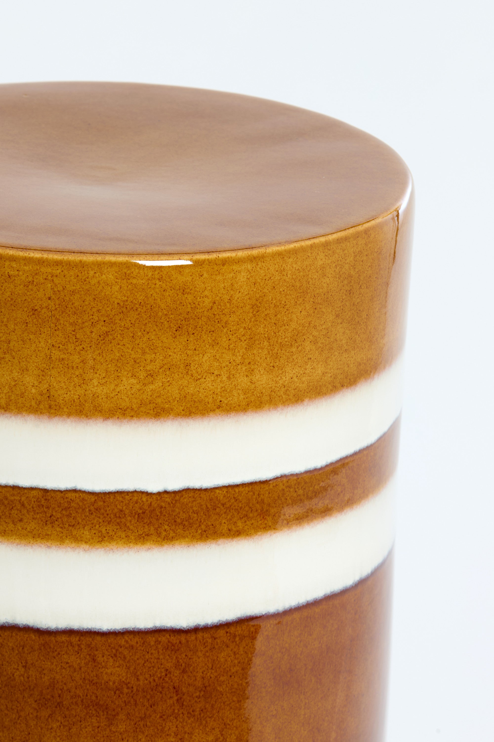 Mooca Cognac/White Striped Ceramic Round Side Table 44cm