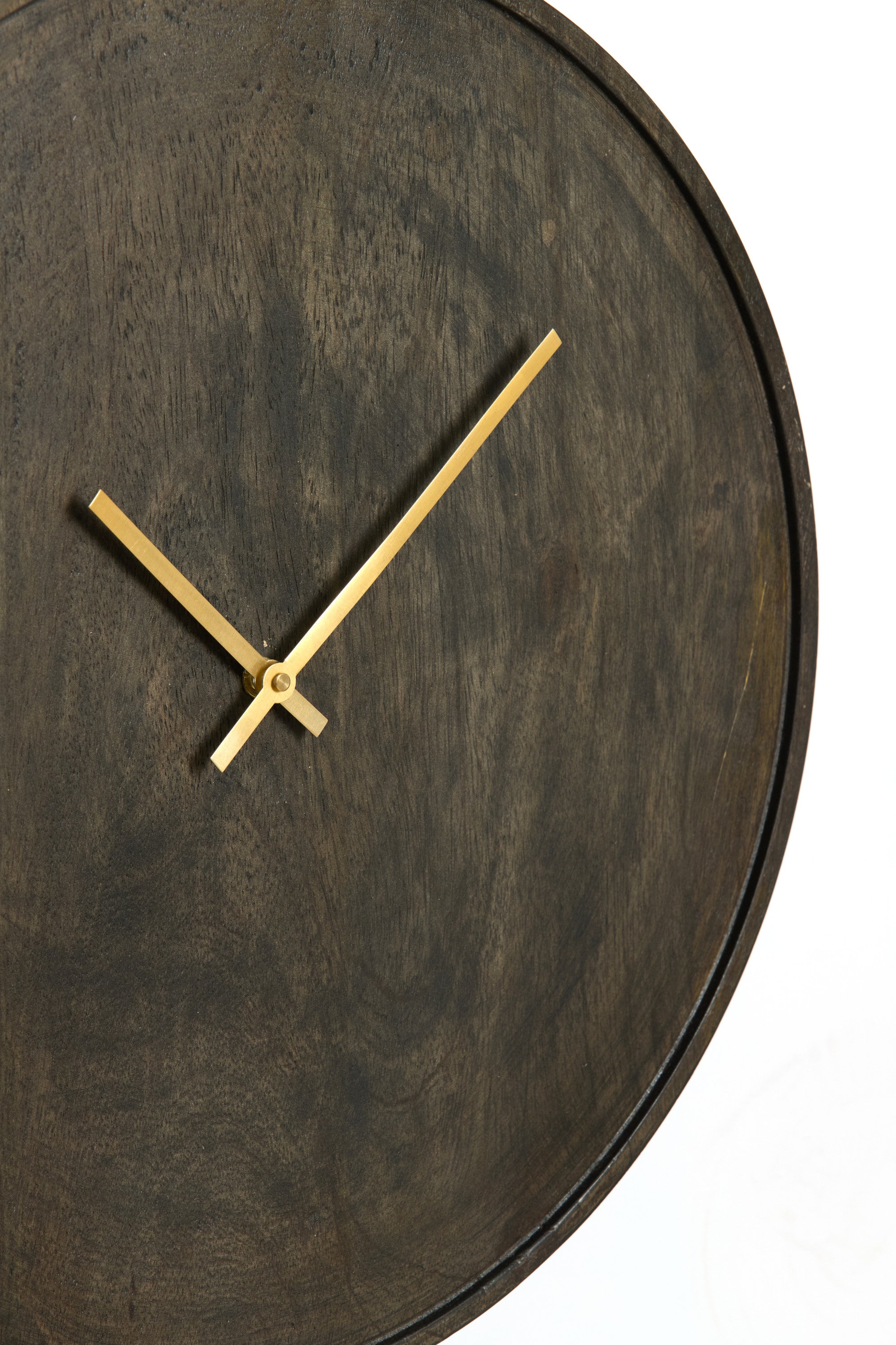 Veti Dark Brown Mango Wood & Gold Wall Clock 41cm