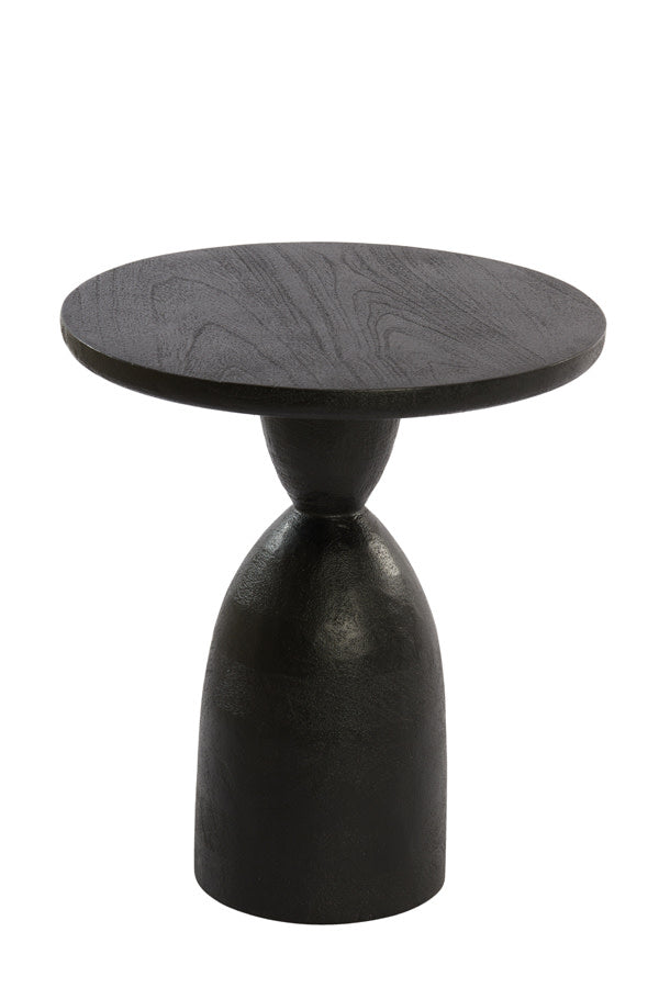 Torir Matt Black Mango Wood Round Side Table