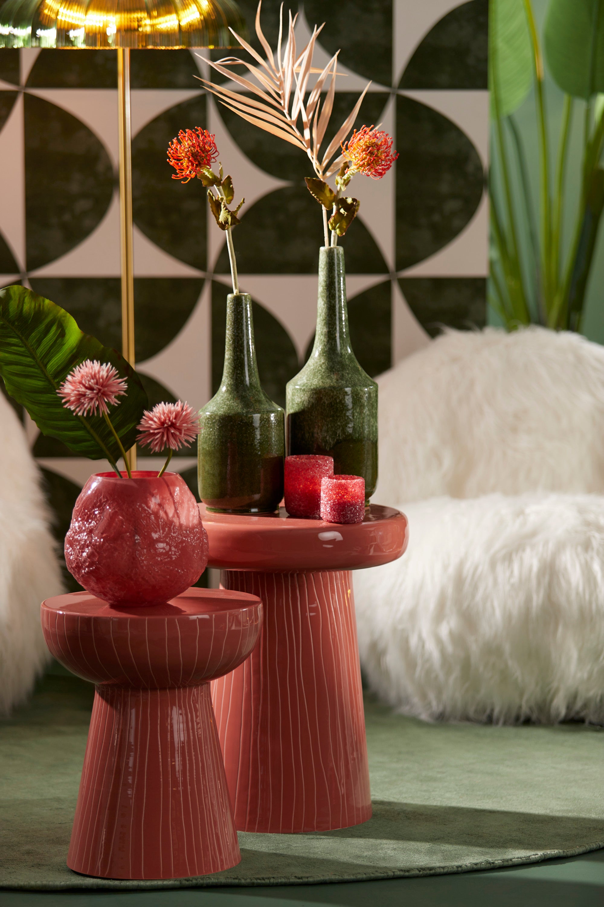 Nunoa Coral Metal Round Side Table 51cm