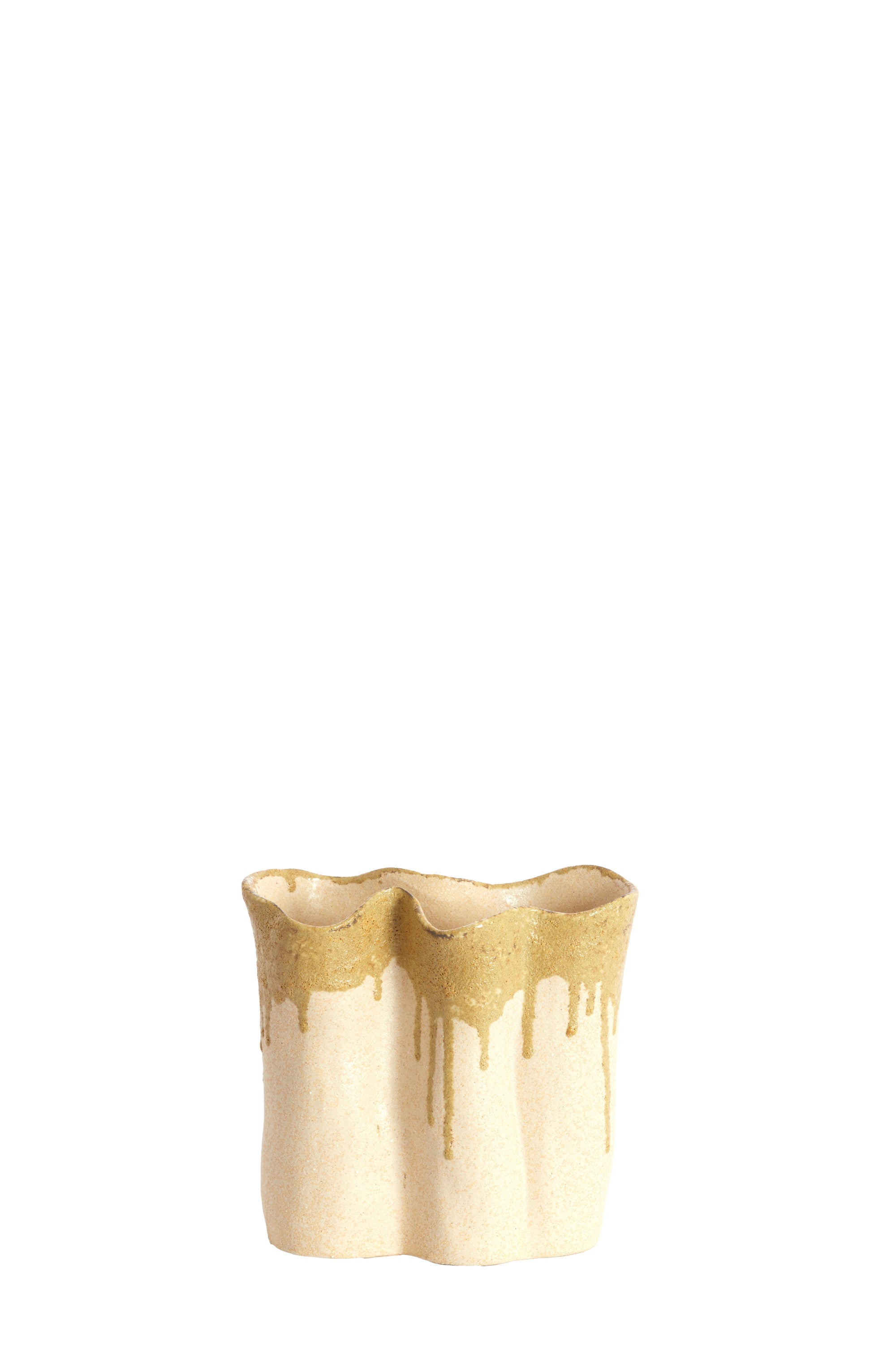Flovilla Cream & Olive Green Ceramic Vase 18.5cm