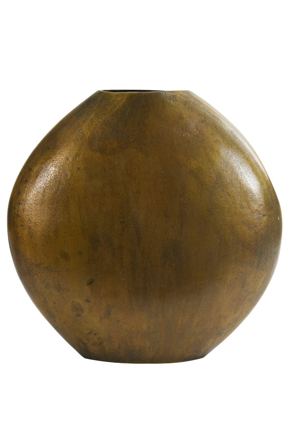 Positano Oval Flat Antique Bronze Metal Vase 53cm