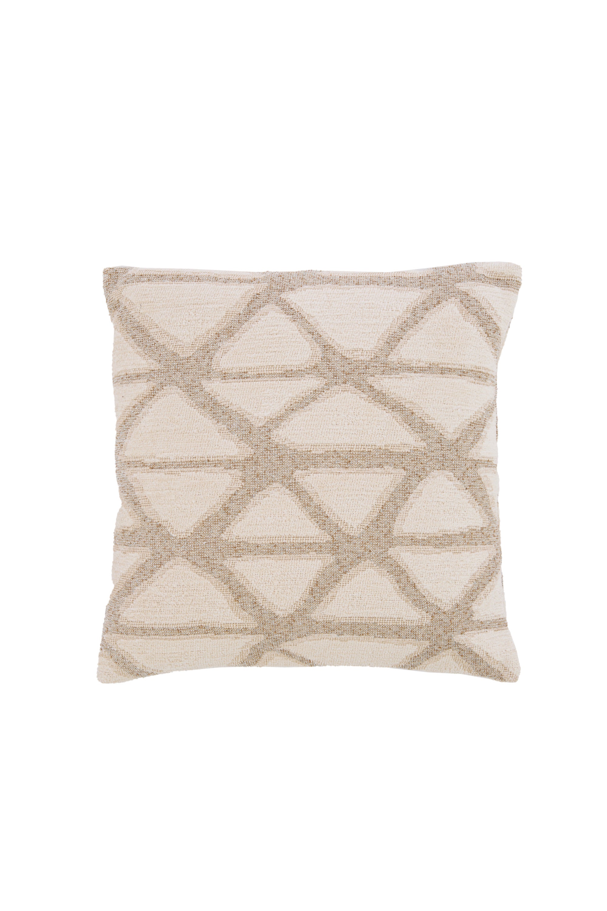 Muncie Sand & Cream Geometric Feather Filled Square Cushion 45x45cm