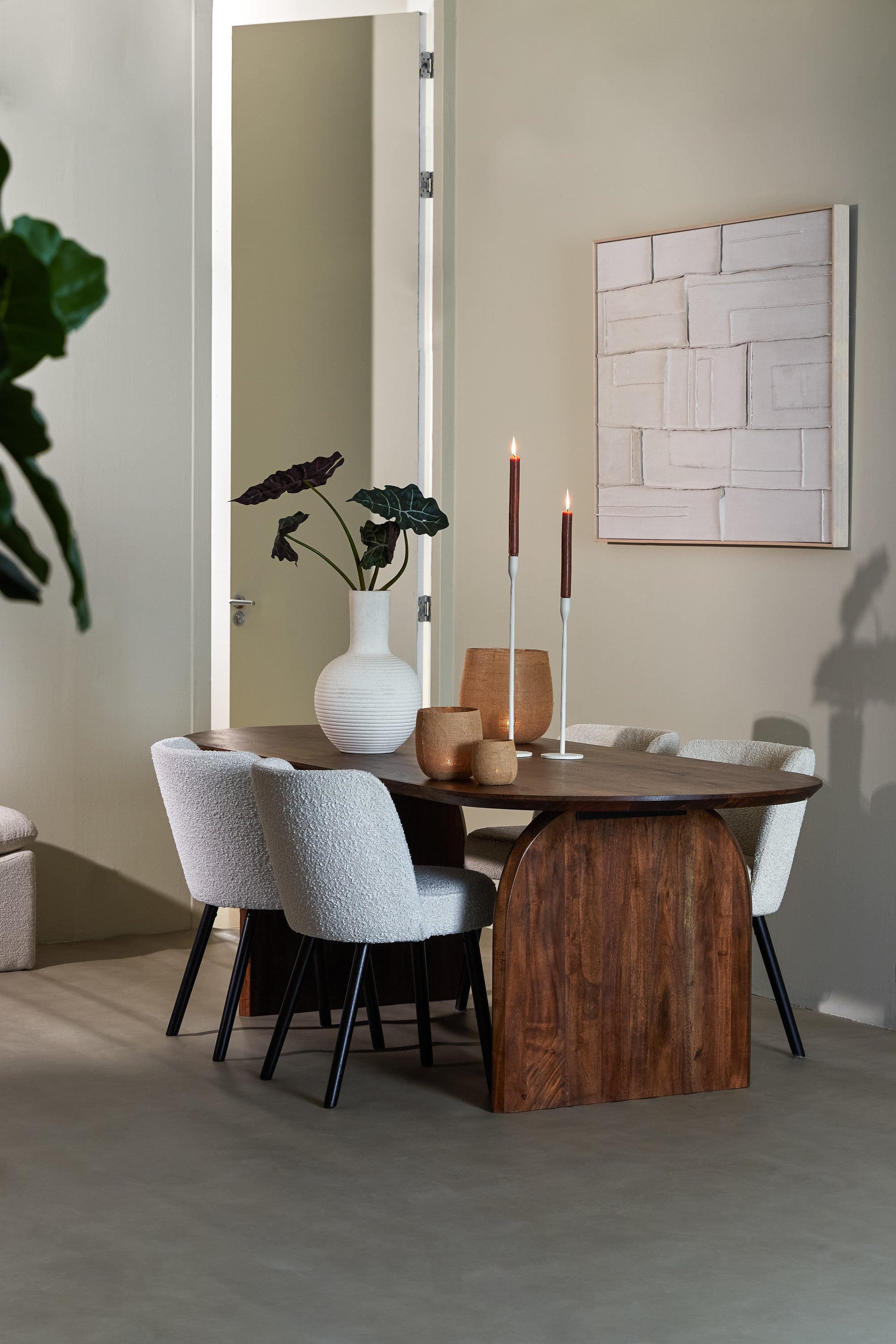 Indore Brown Acacia Wood Oval Dining Table 220cm
