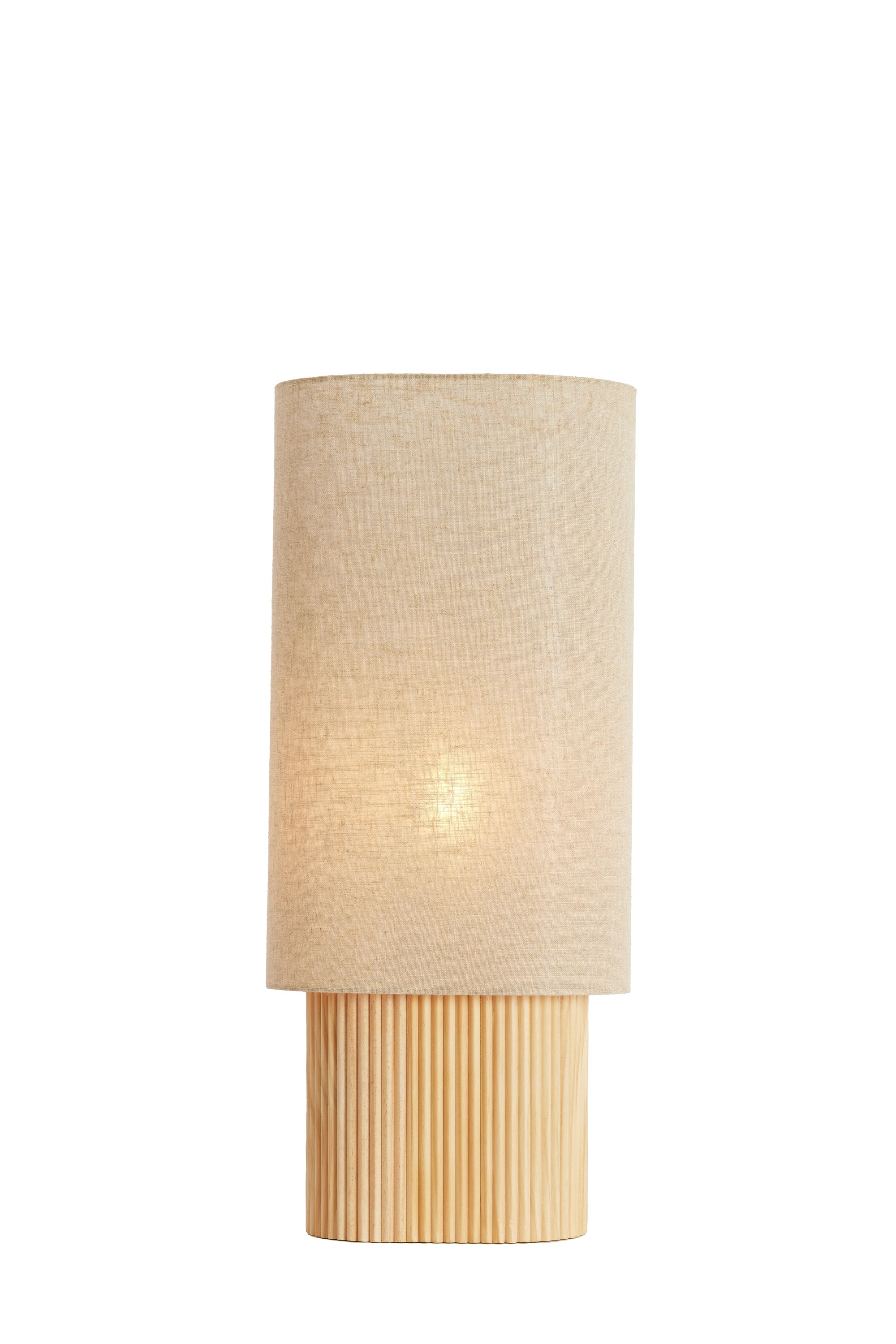 Laslo Natural Wood & Linen Table Lamp 70cm
