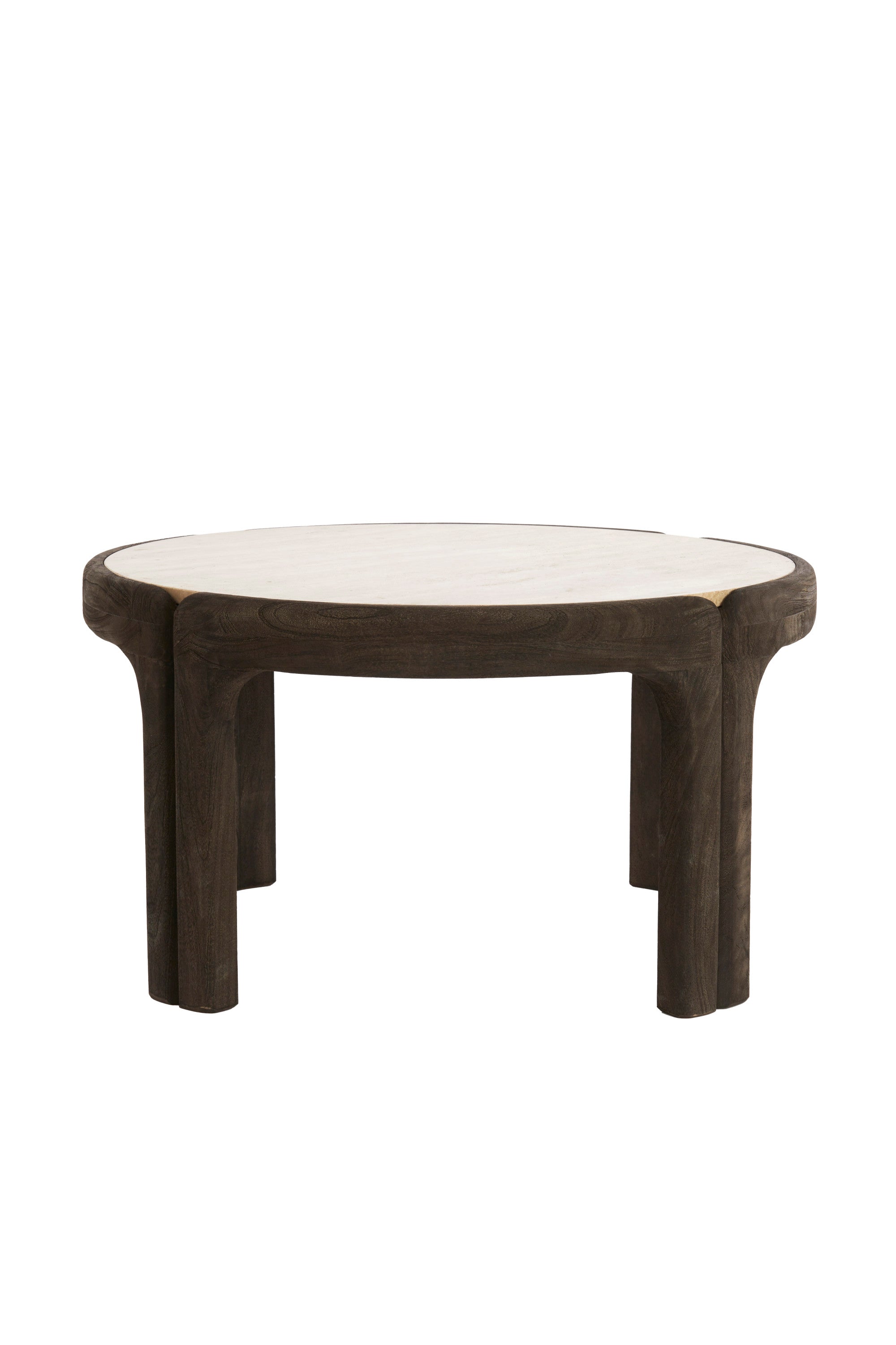 Ali Grey/Dark Brown Wood & Sand Travertine Coffee Table