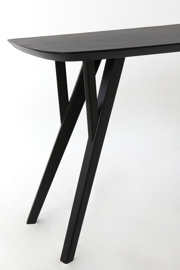 Quenza Matt Black Acacia Wood Console Table