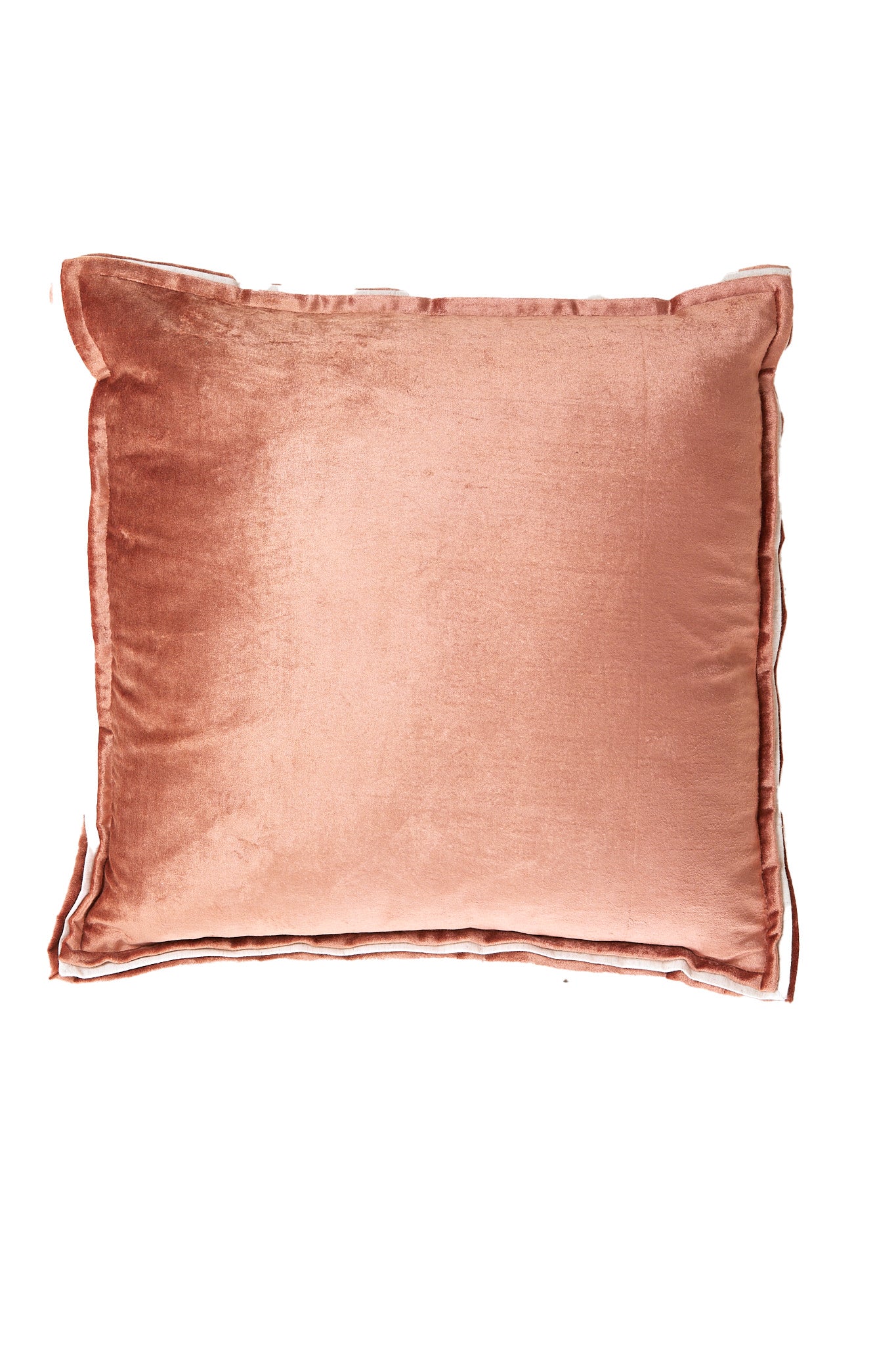 Baxley Dusty Pink Velvet & Natural Linen Square Cushion 45x45cm