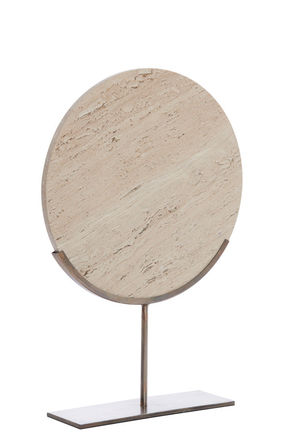 Moreno Sand Travertine & Brown Bronze Ornament on Stand 51.5cm