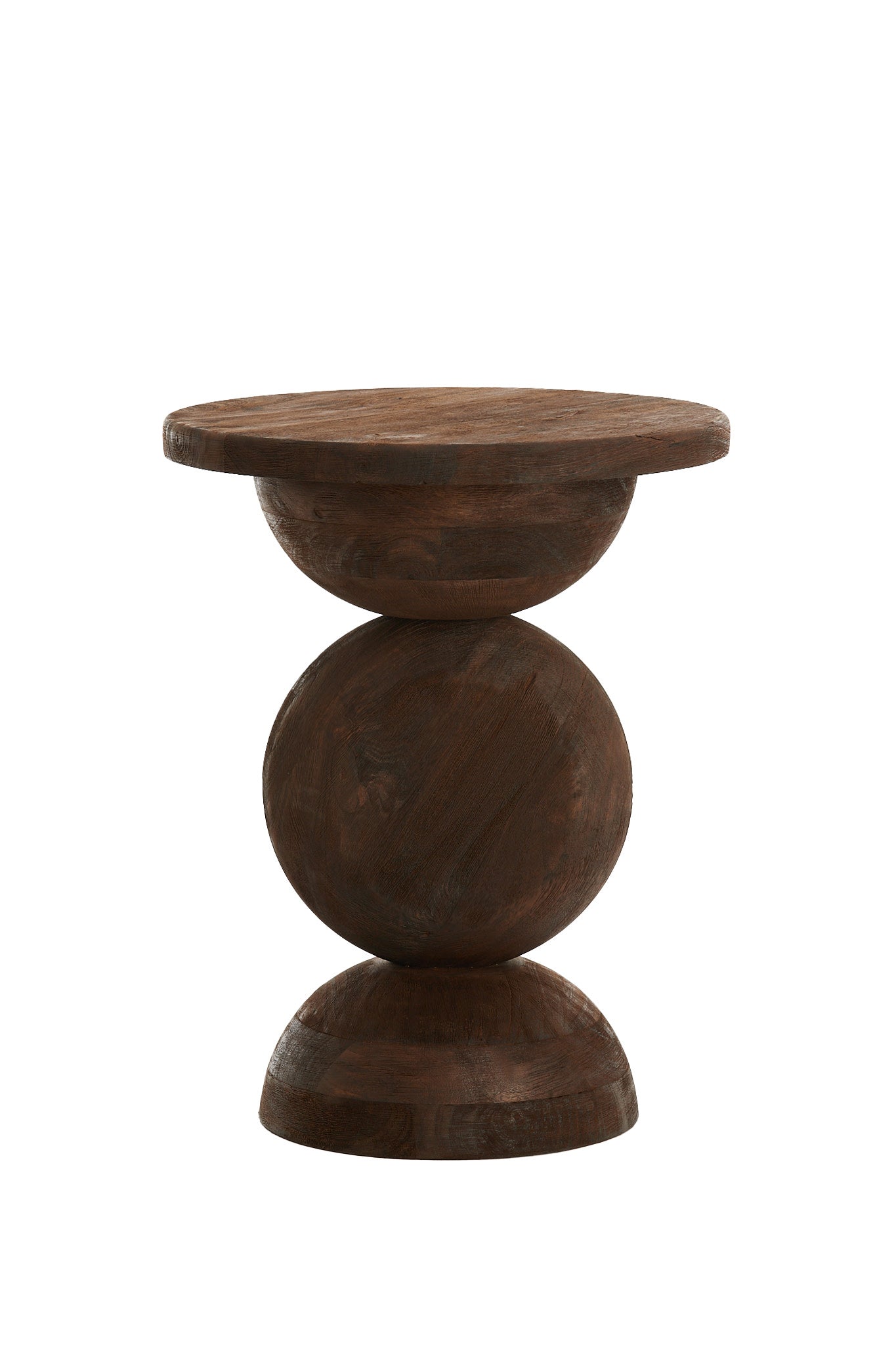 Mirto Matt Dark Brown Wood Round Side Table