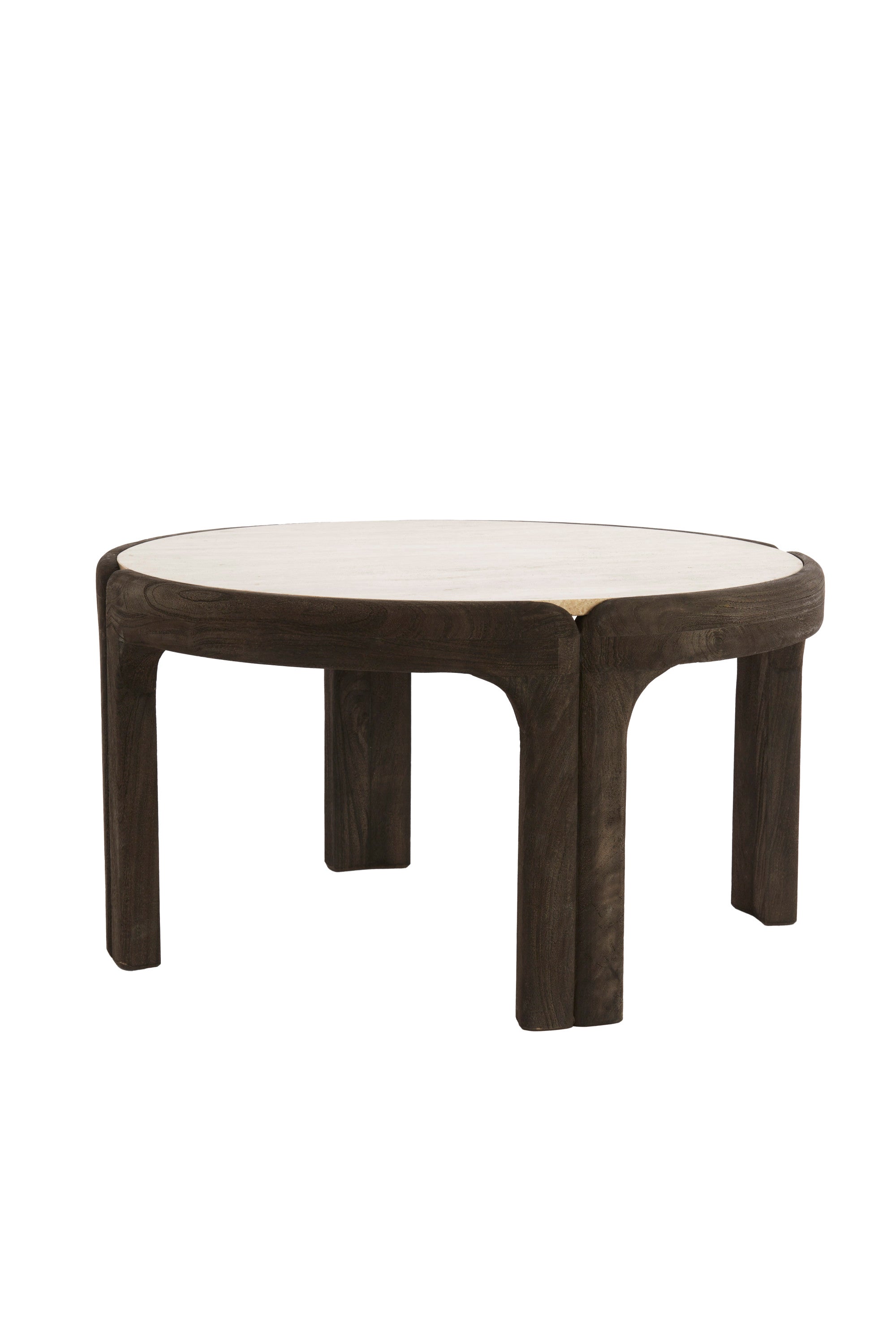 Ali Grey/Dark Brown Wood & Sand Travertine Coffee Table