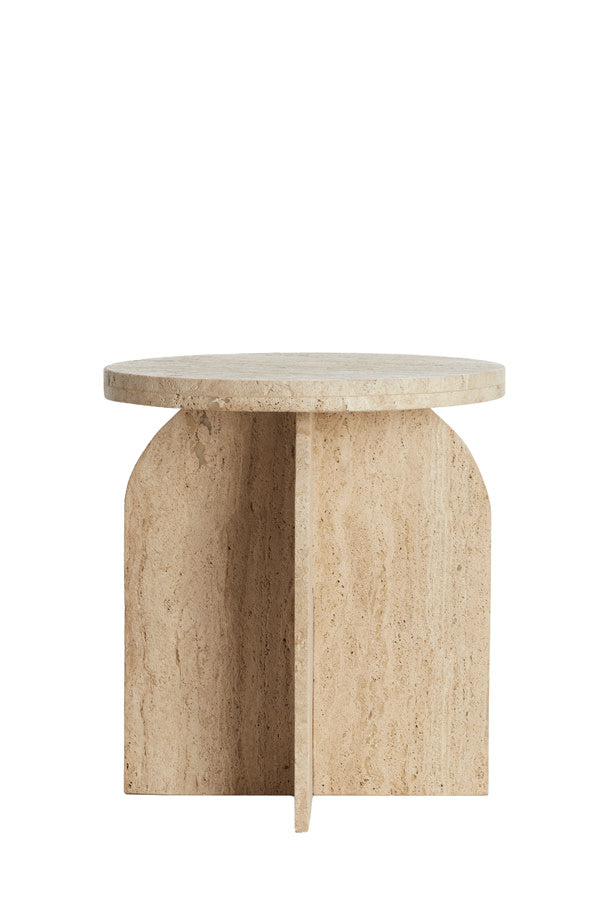 Otinia Sand Travertine Round Side Table 48cm
