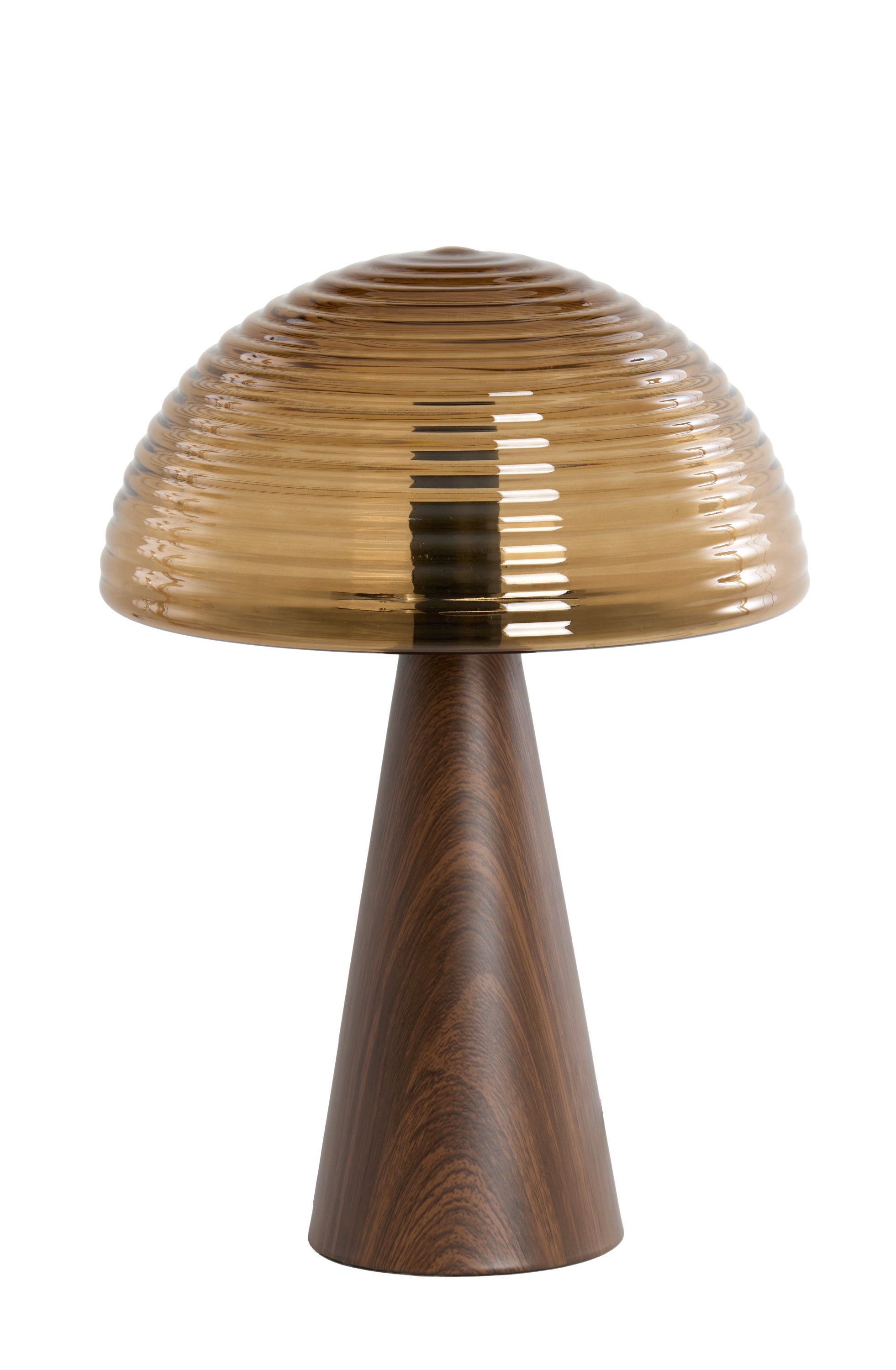 Mueda Brown Glass & Wood Effect Table Lamp