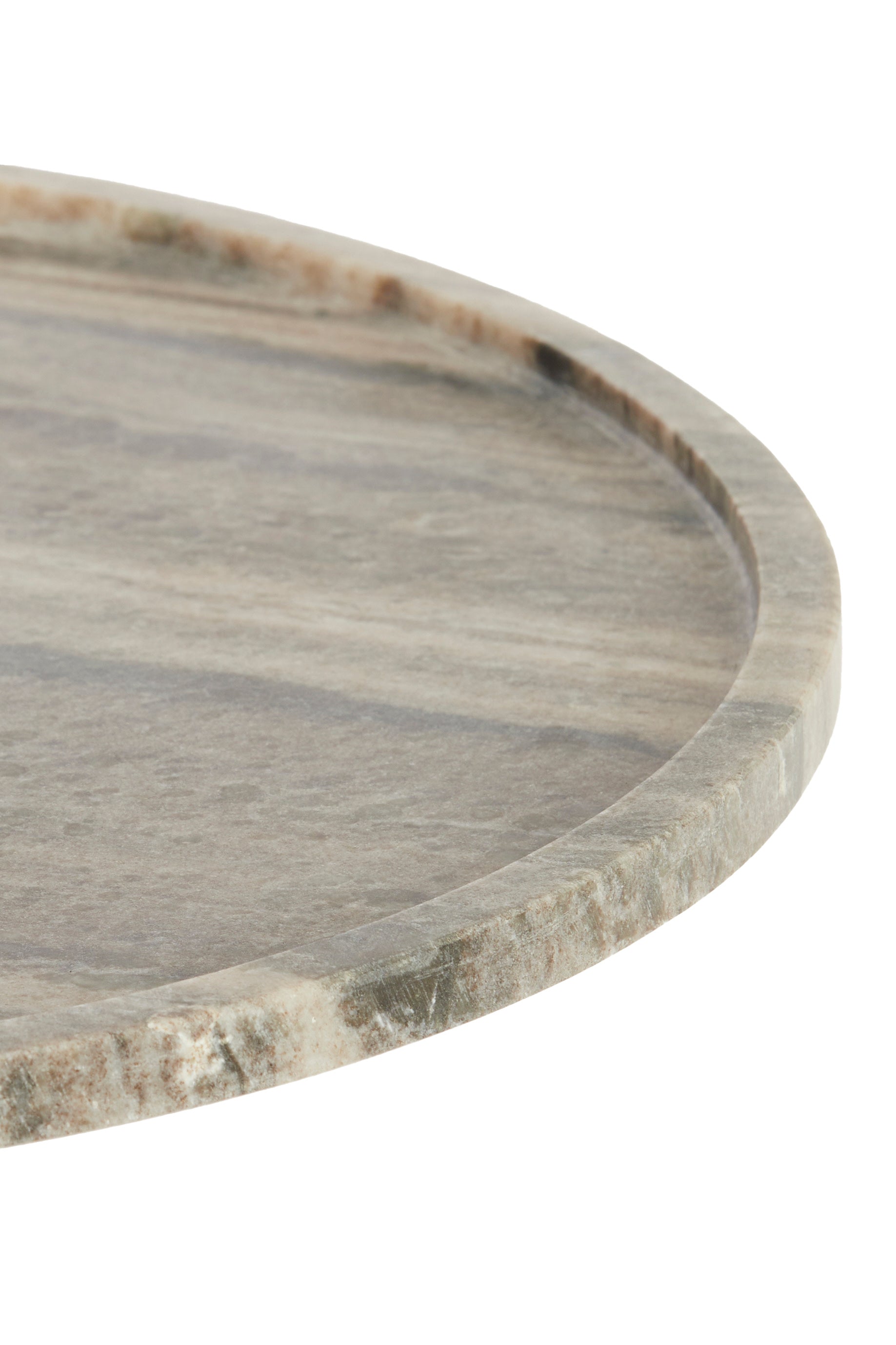 Civita Sand/Grey Marble & Brown Bronze Round Side Table 49cm