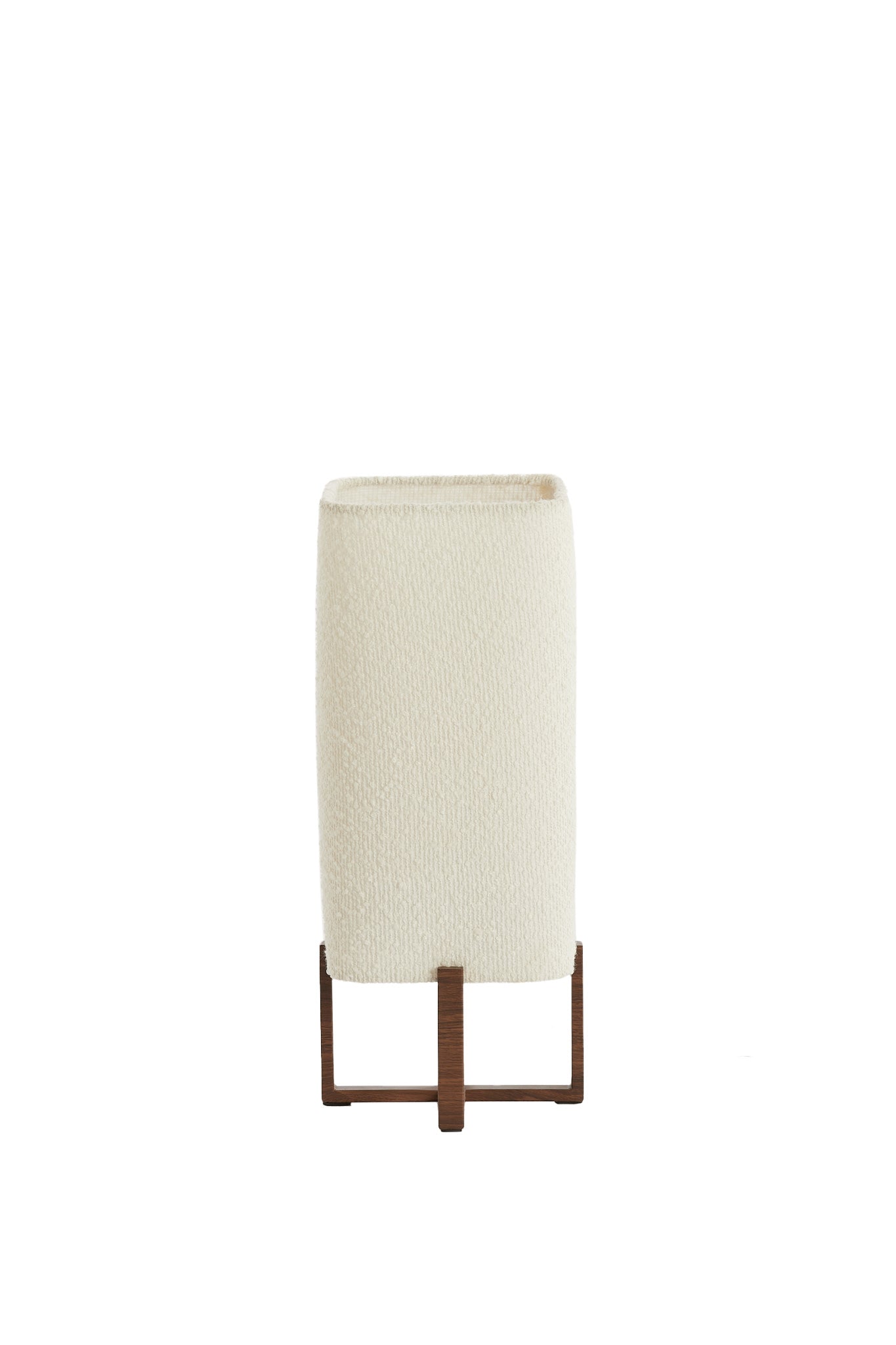 Wyn Dark Brown Wood Effect & Cream Bouclé Table Lamp 39cm