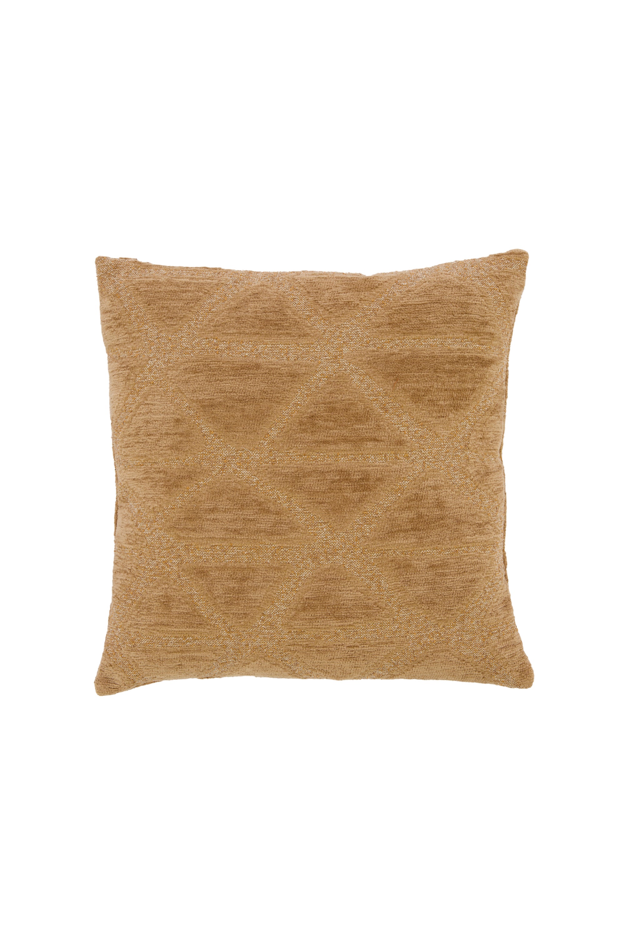 Muncie Ochre Yellow Geometric Feather Filled Square Cushion 45x45cm