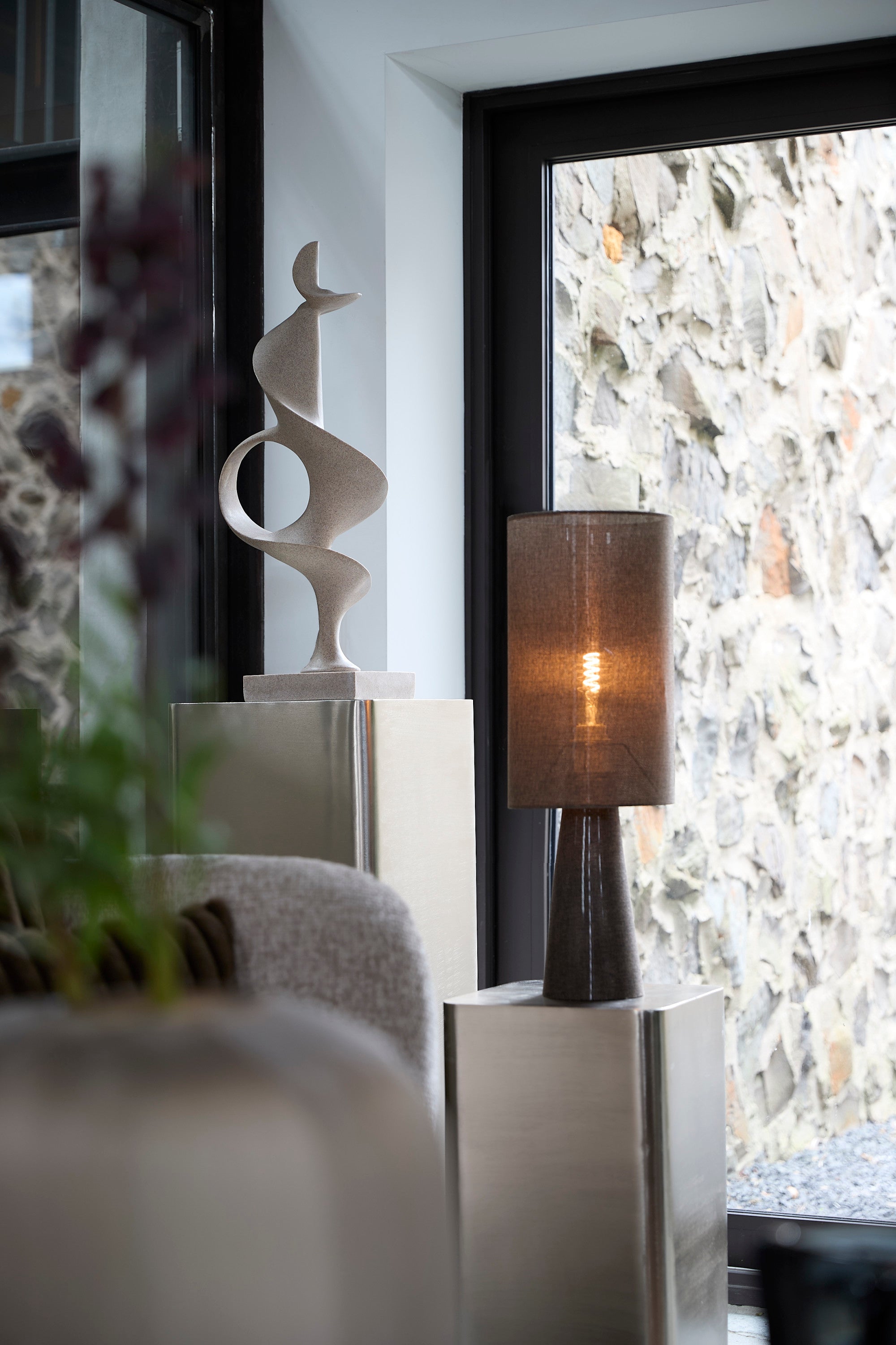 Micky Brown Linen Table Lamp