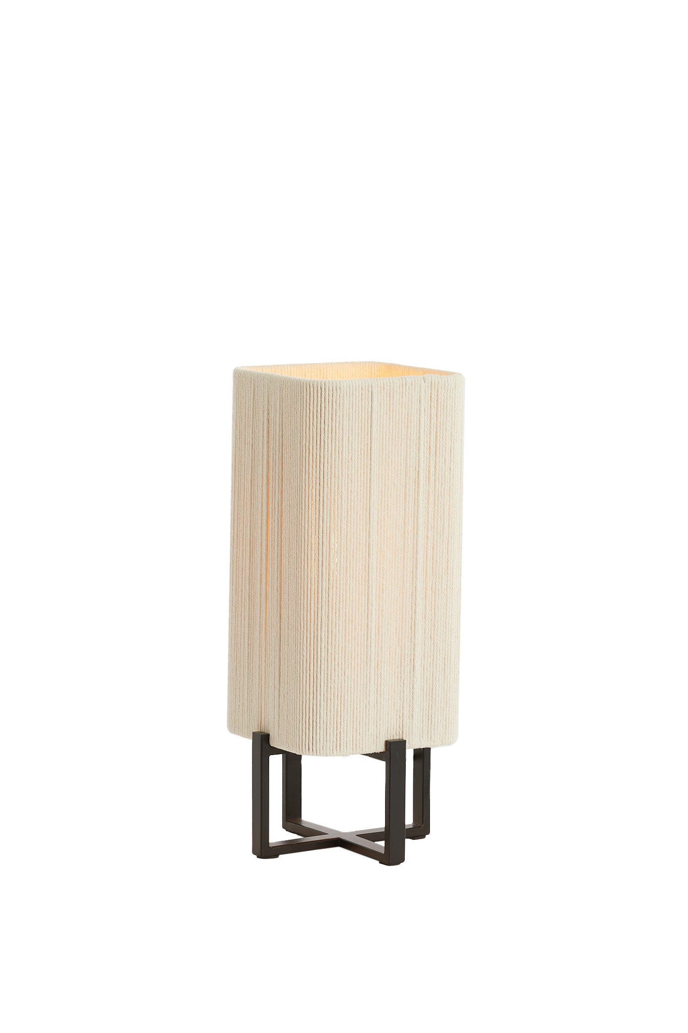 Wyn Matt Black & Cream Rope Table Lamp 39cm