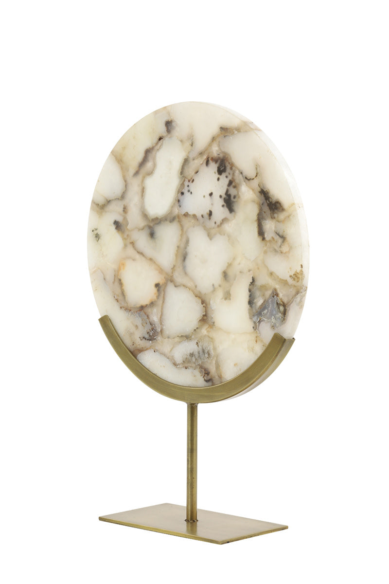 Gouya White Agate & Antique Bronze Ornament on Stand 50cm