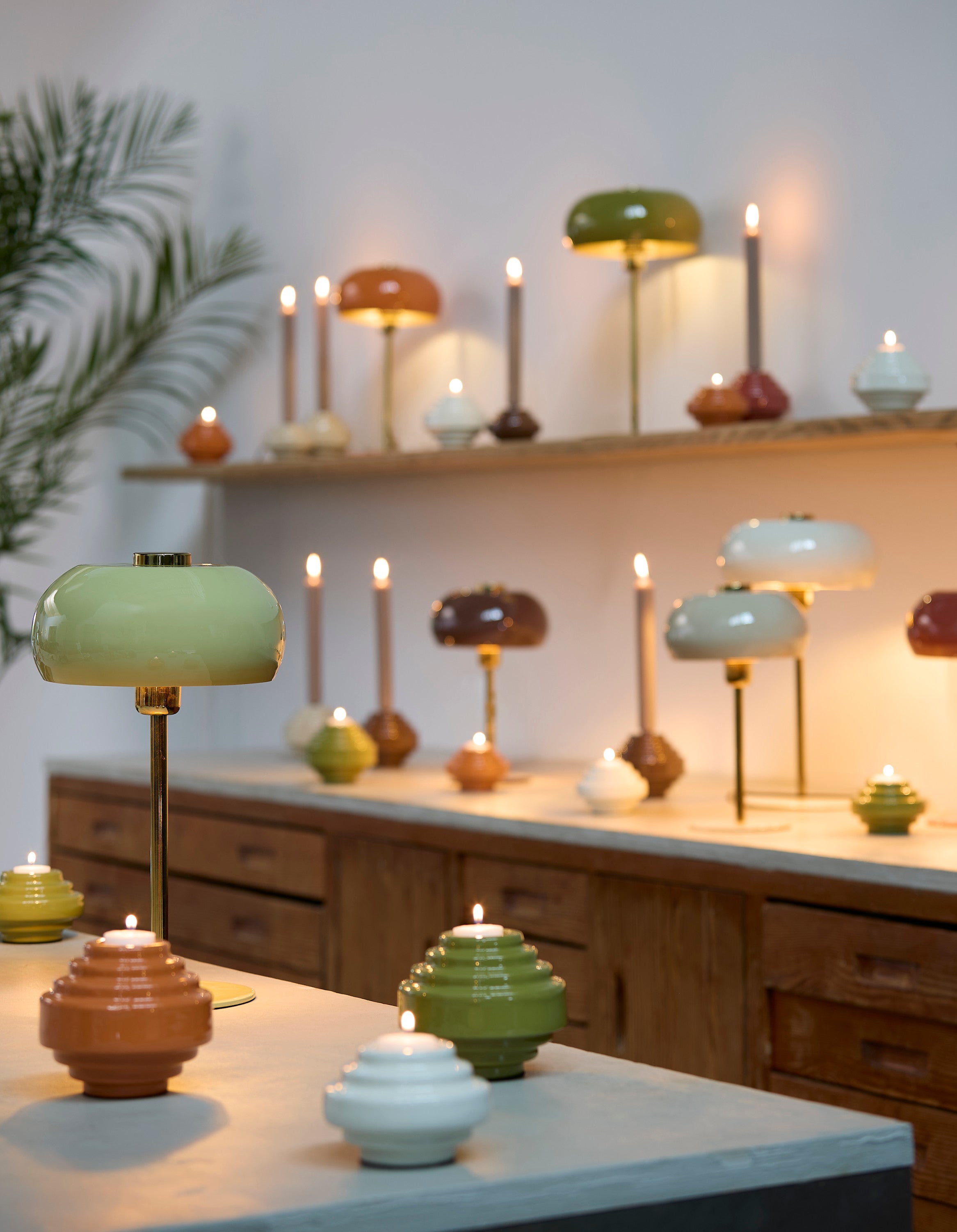 Surin Gloss Olive Green & Gold Metal Table Lamp