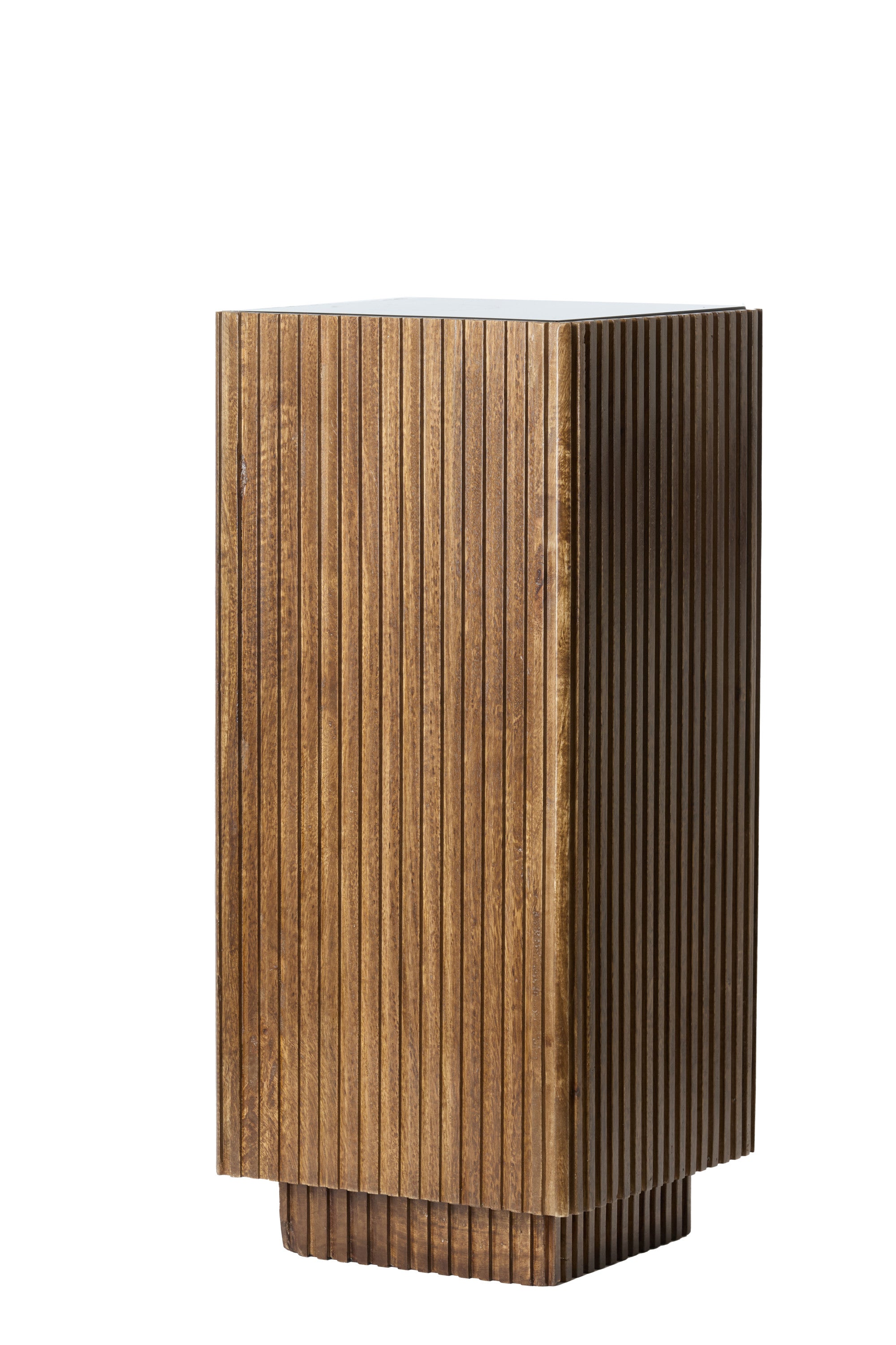 Gatura Dark Brown Wood & Glass Plinth 80cm