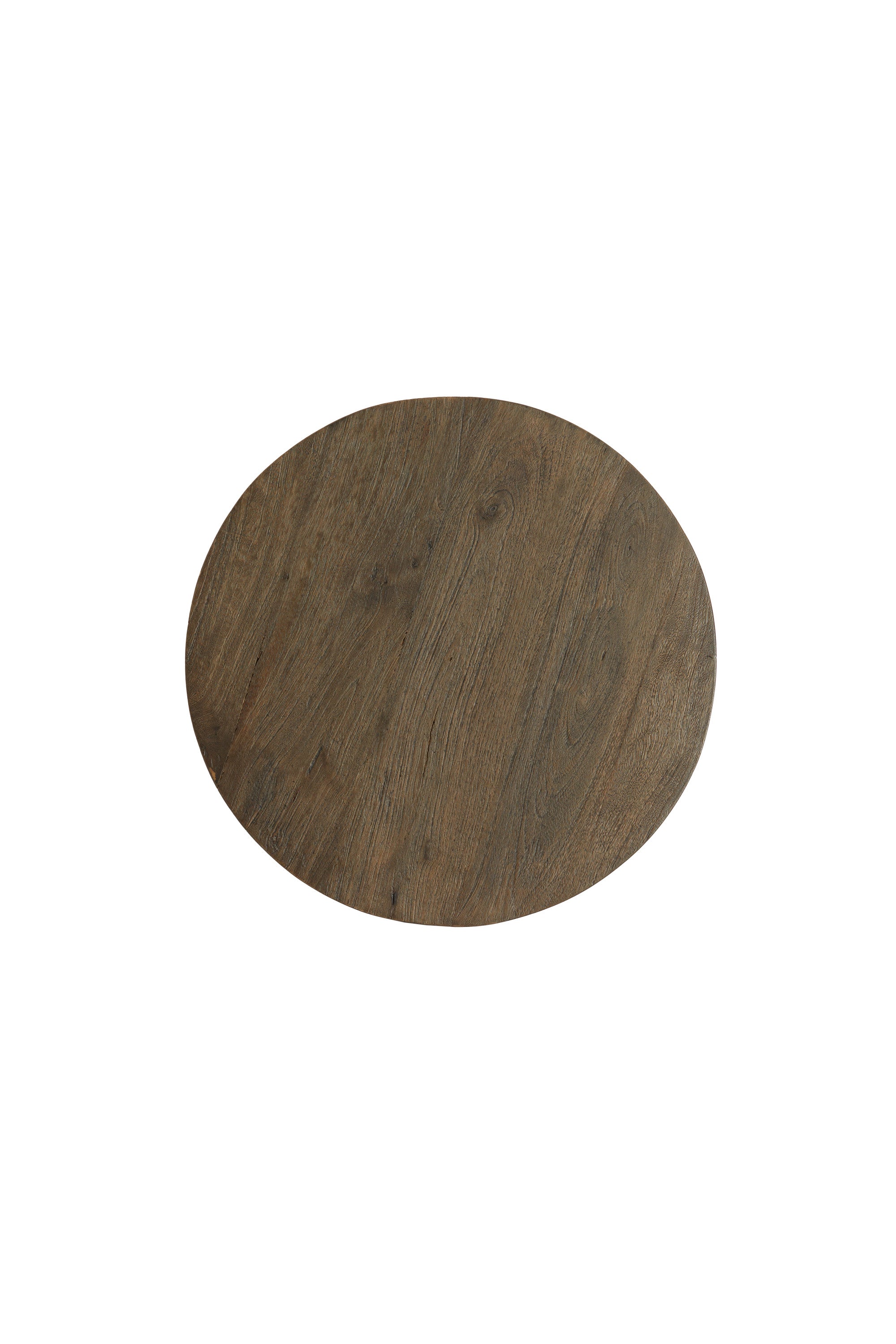 Ocana Oiled Brown Wood & Matt Beige Round Side Table